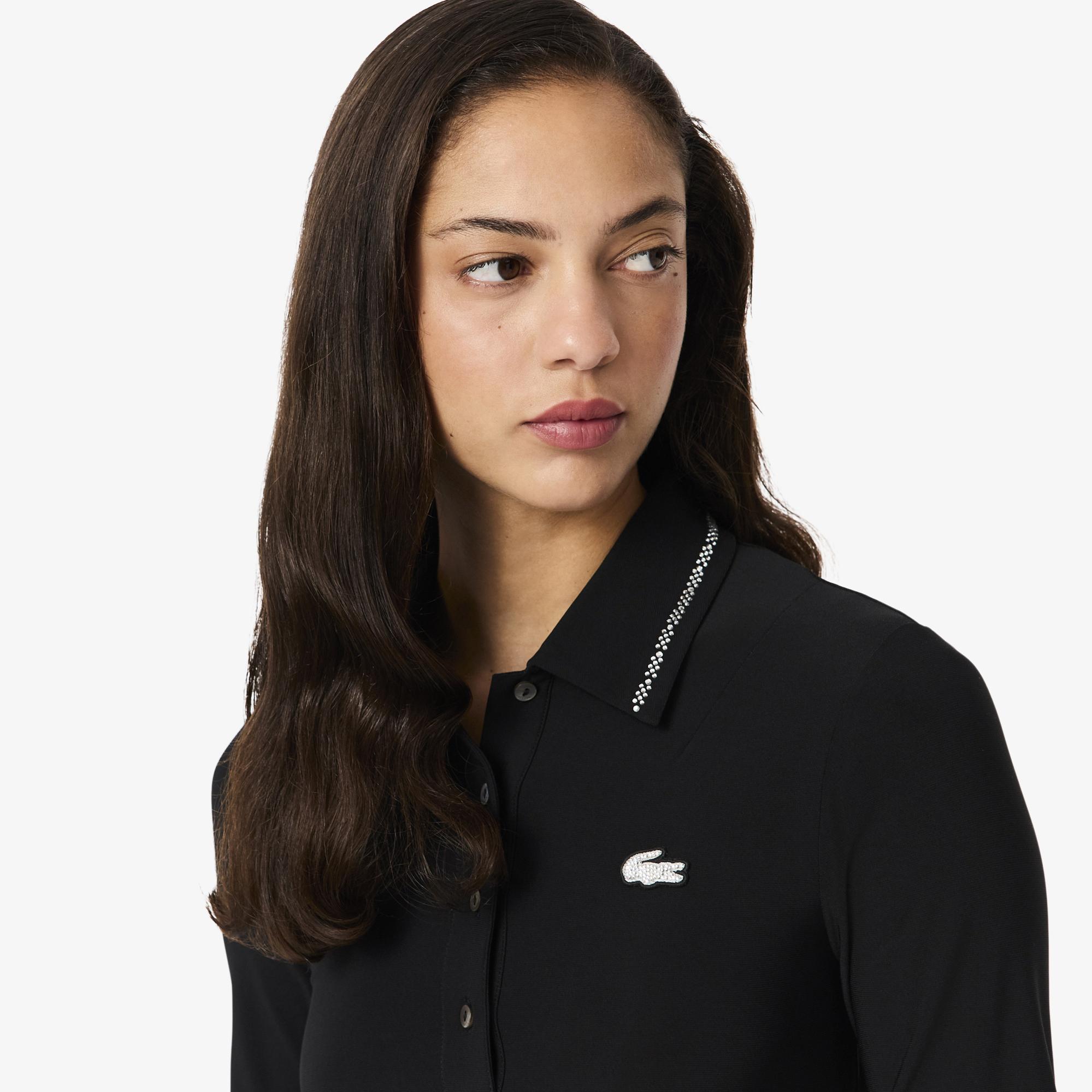 Lacoste Kadın Slim Fit Kısa Kollu Polo Yaka Siyah Elbise