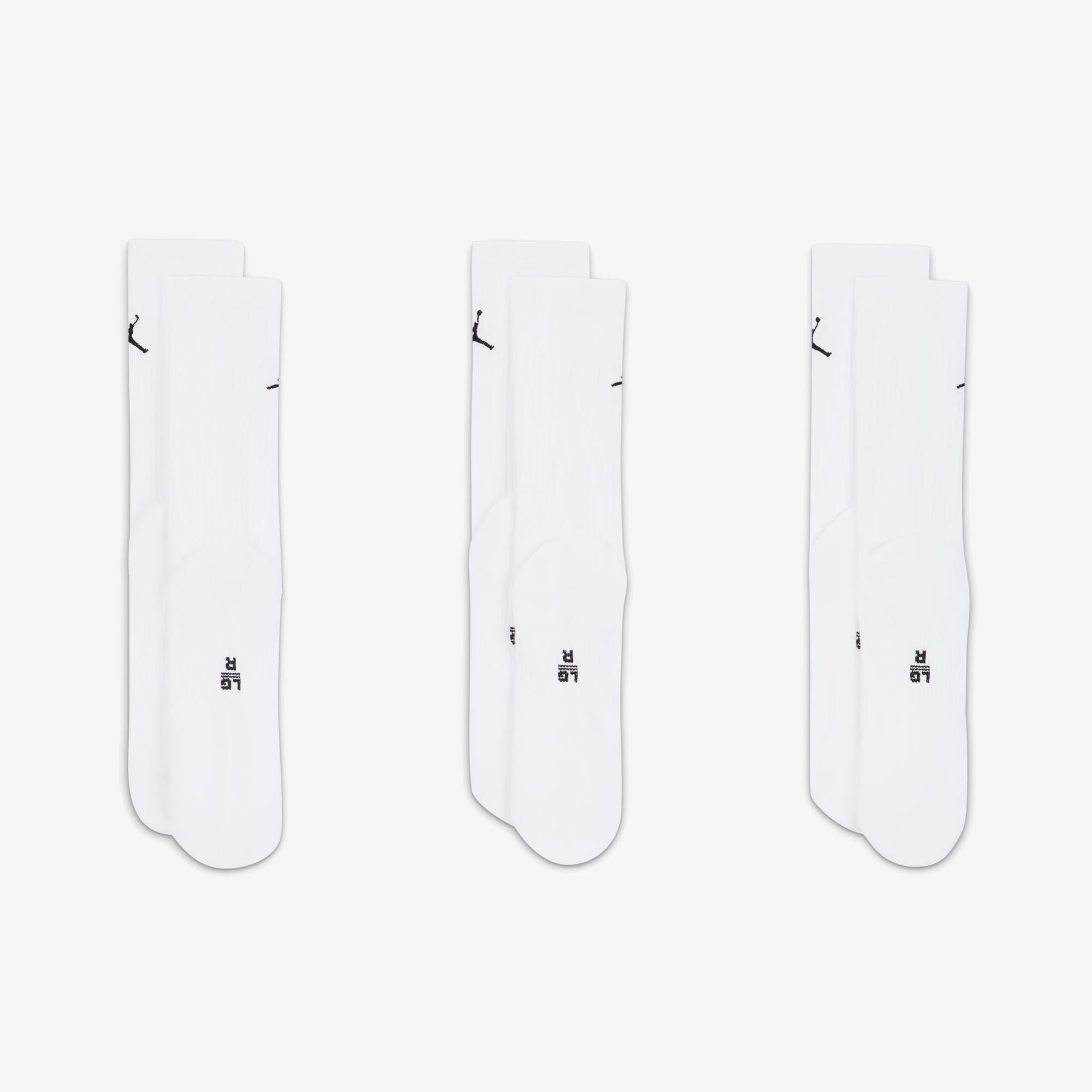 Jordan Cush Poly 3' lü Unisex Beyaz Çorap