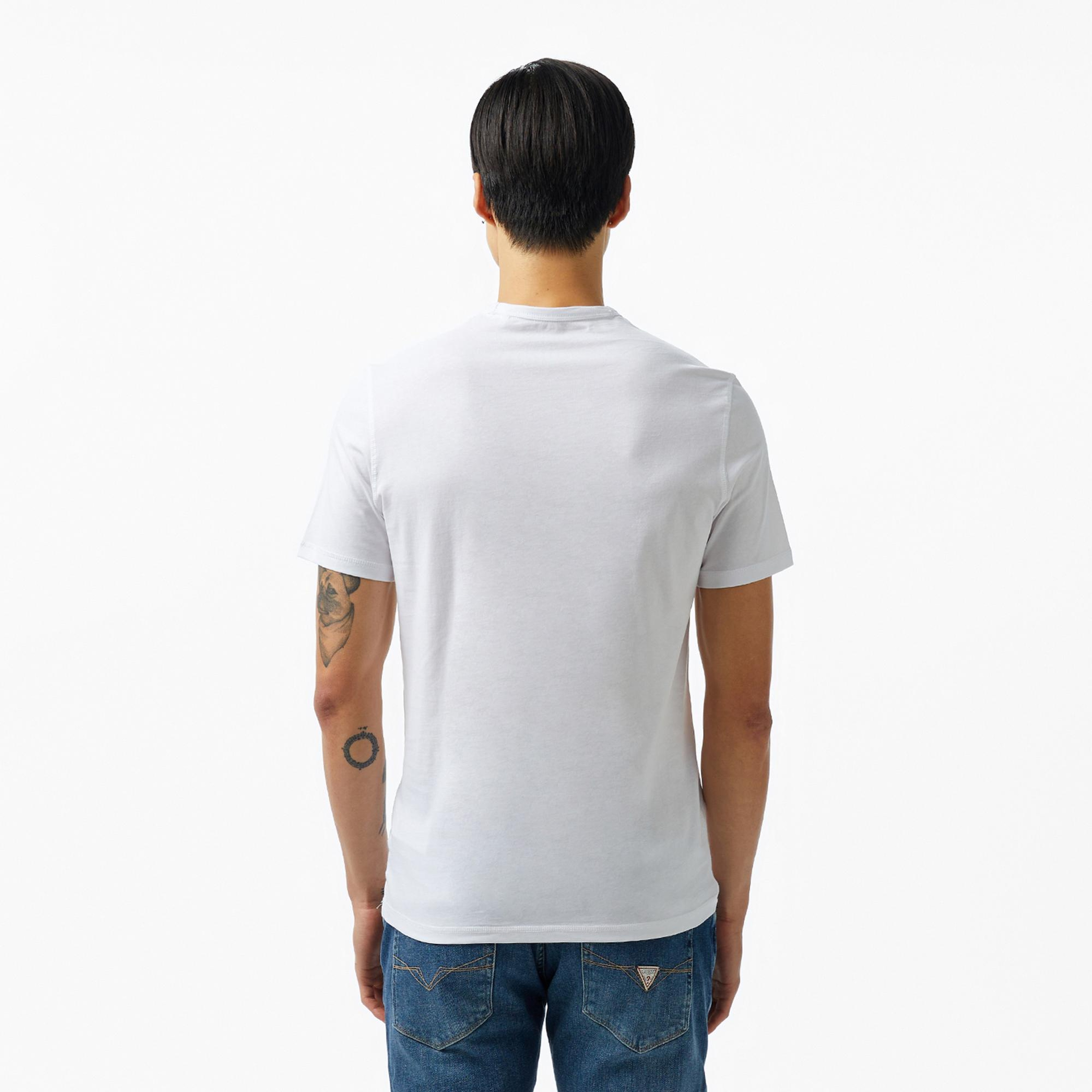 Guess Logo Mid Organic Stream Erkek Beyaz T-Shirt