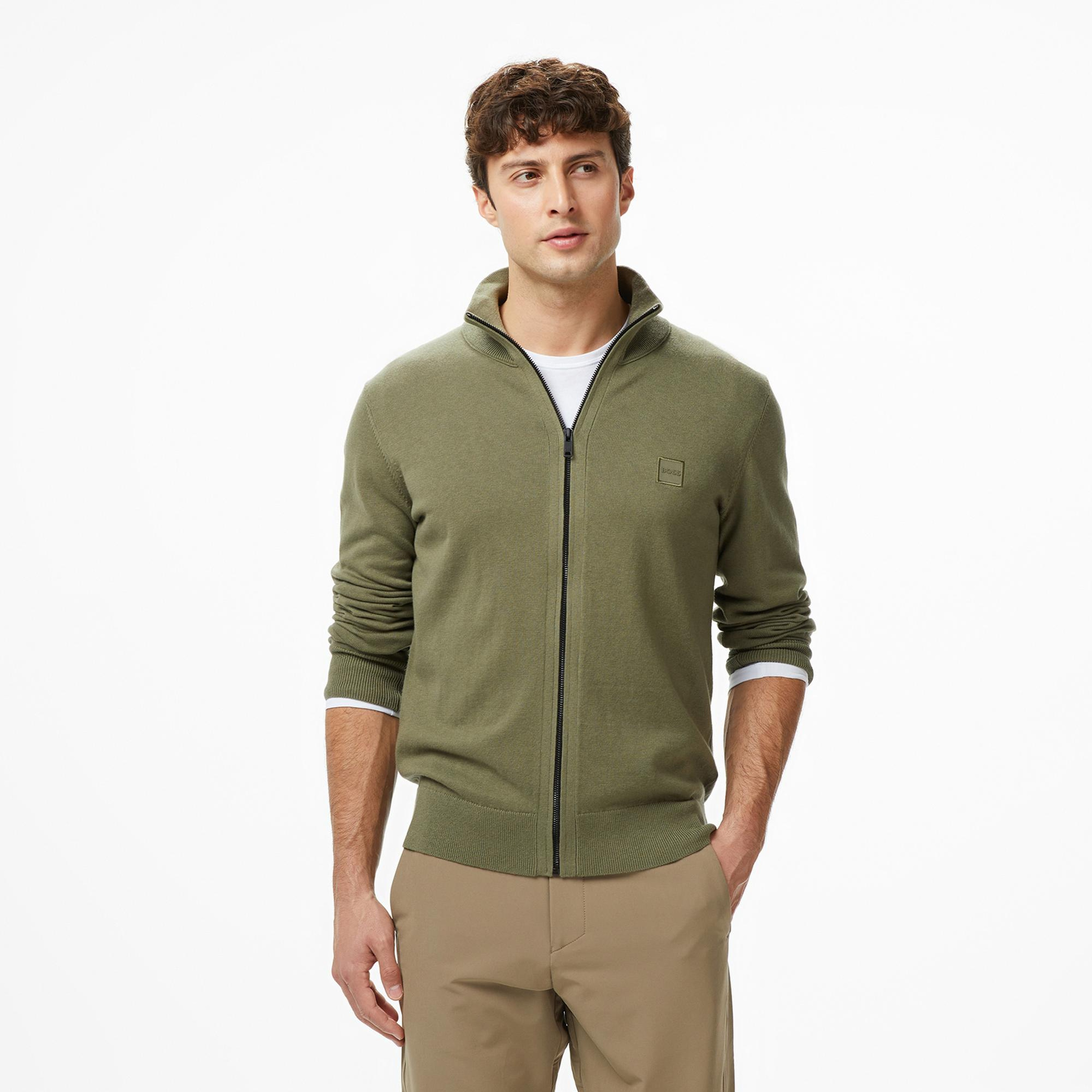 Boss Kanozip Erkek Yeşil Triko