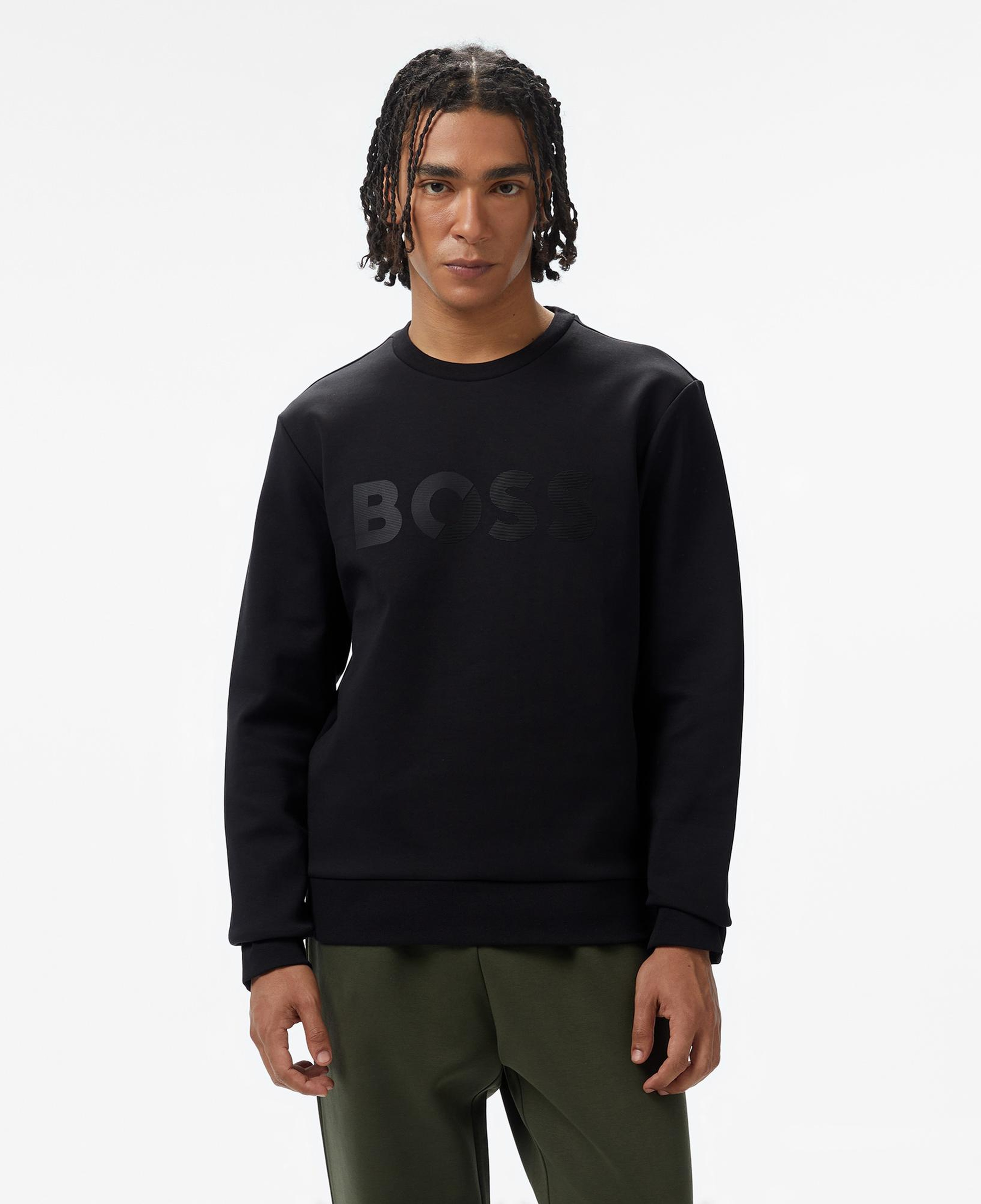 Boss Salbo Tape Logo Erkek Siyah Sweatshirt