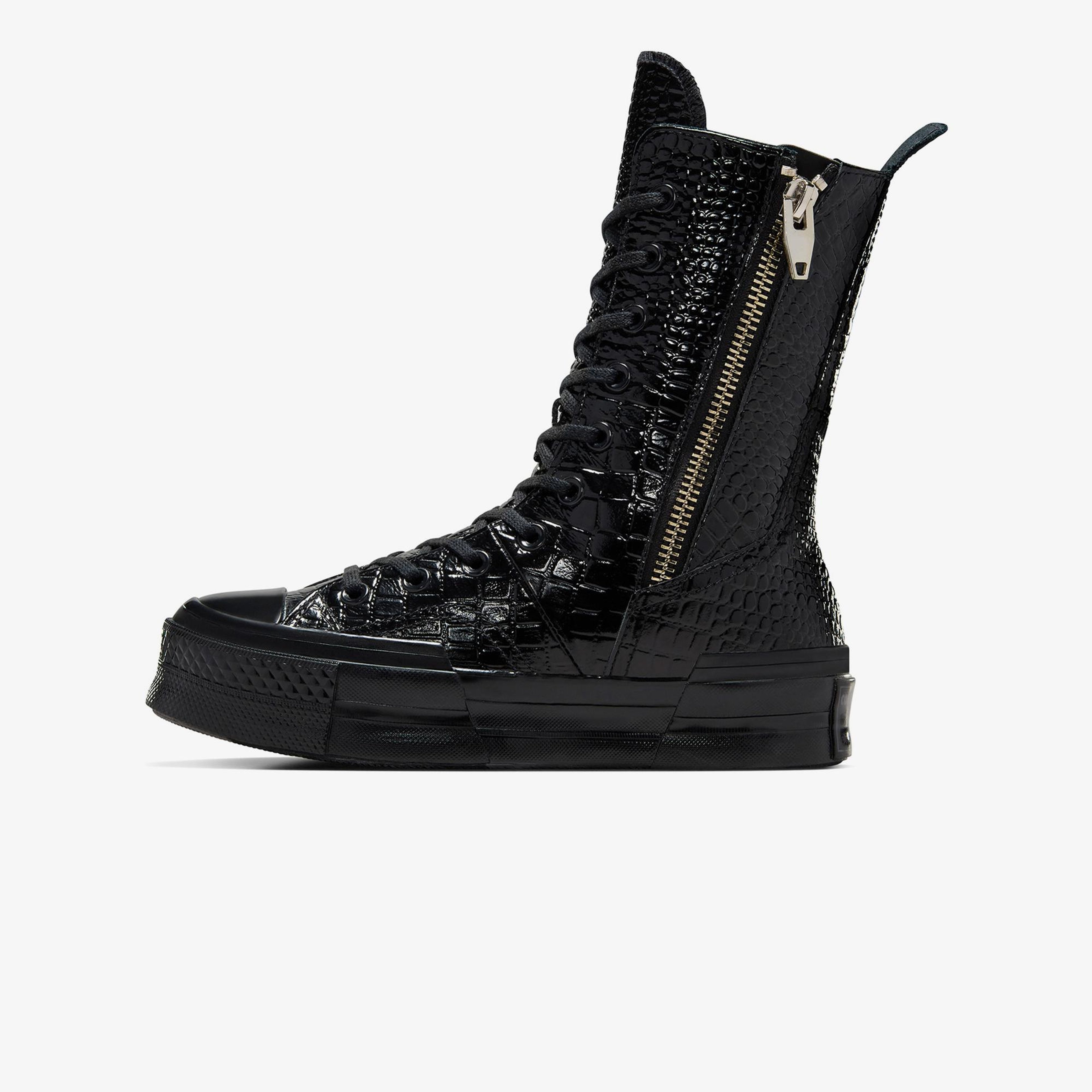 Converse Chuck 70 Plus XHi Unisex Siyah Deri Platform Sneaker