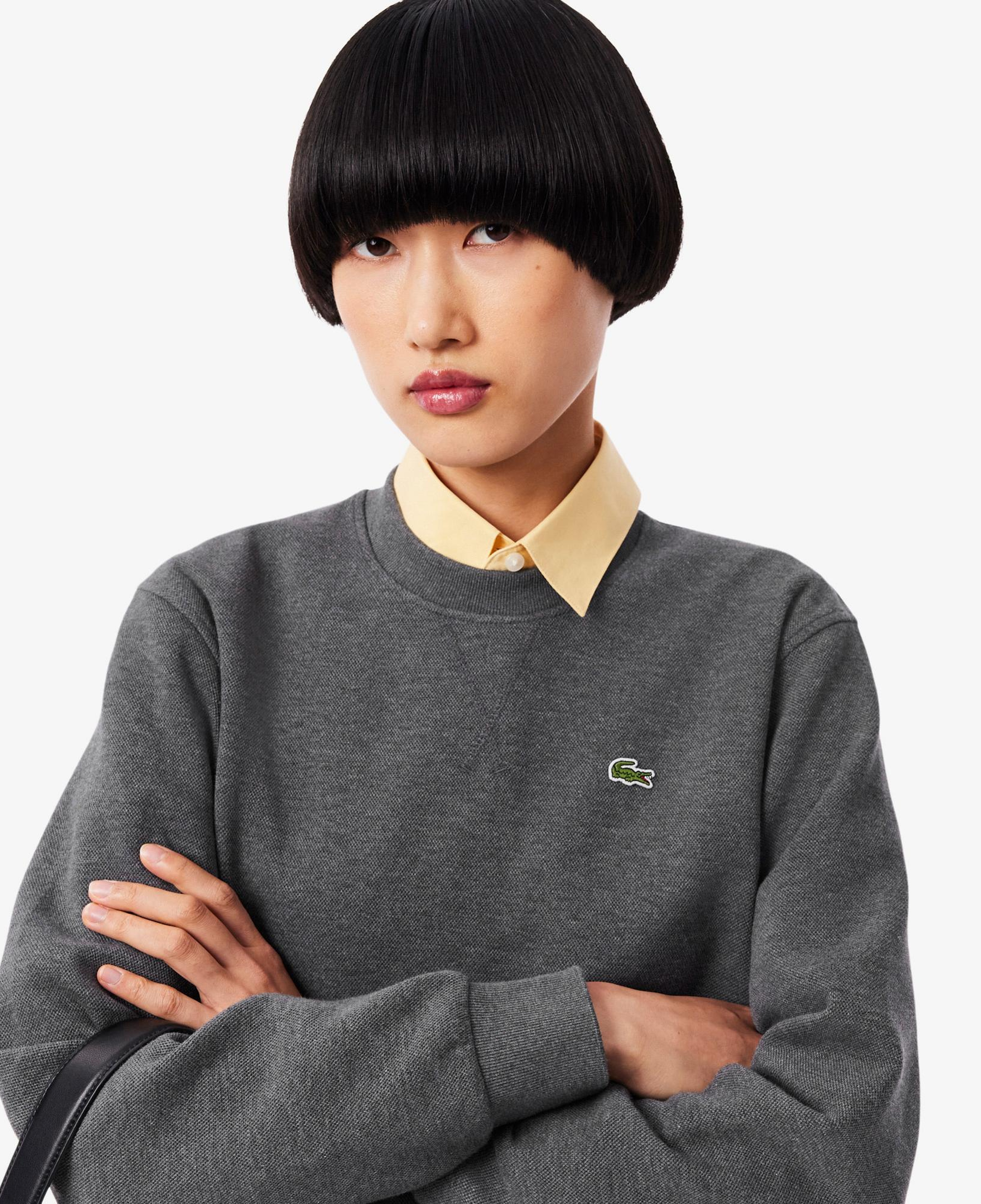 Lacoste Kadın Relaxed Fit Bisiklet Yaka Gri Sweatshirt