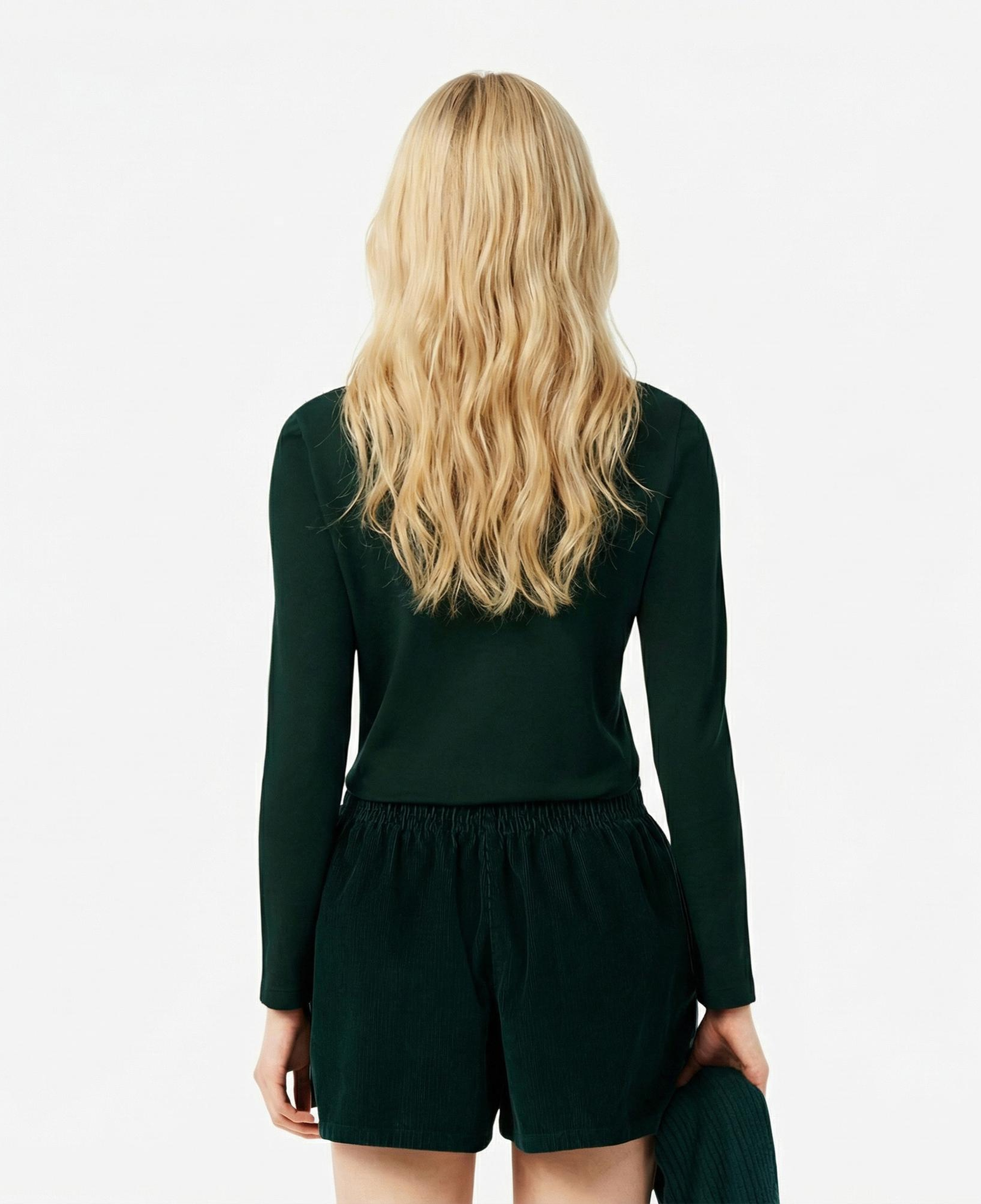 Lacoste Kadın Slim Fit Uzun Kollu Koyu Yeşil Polo