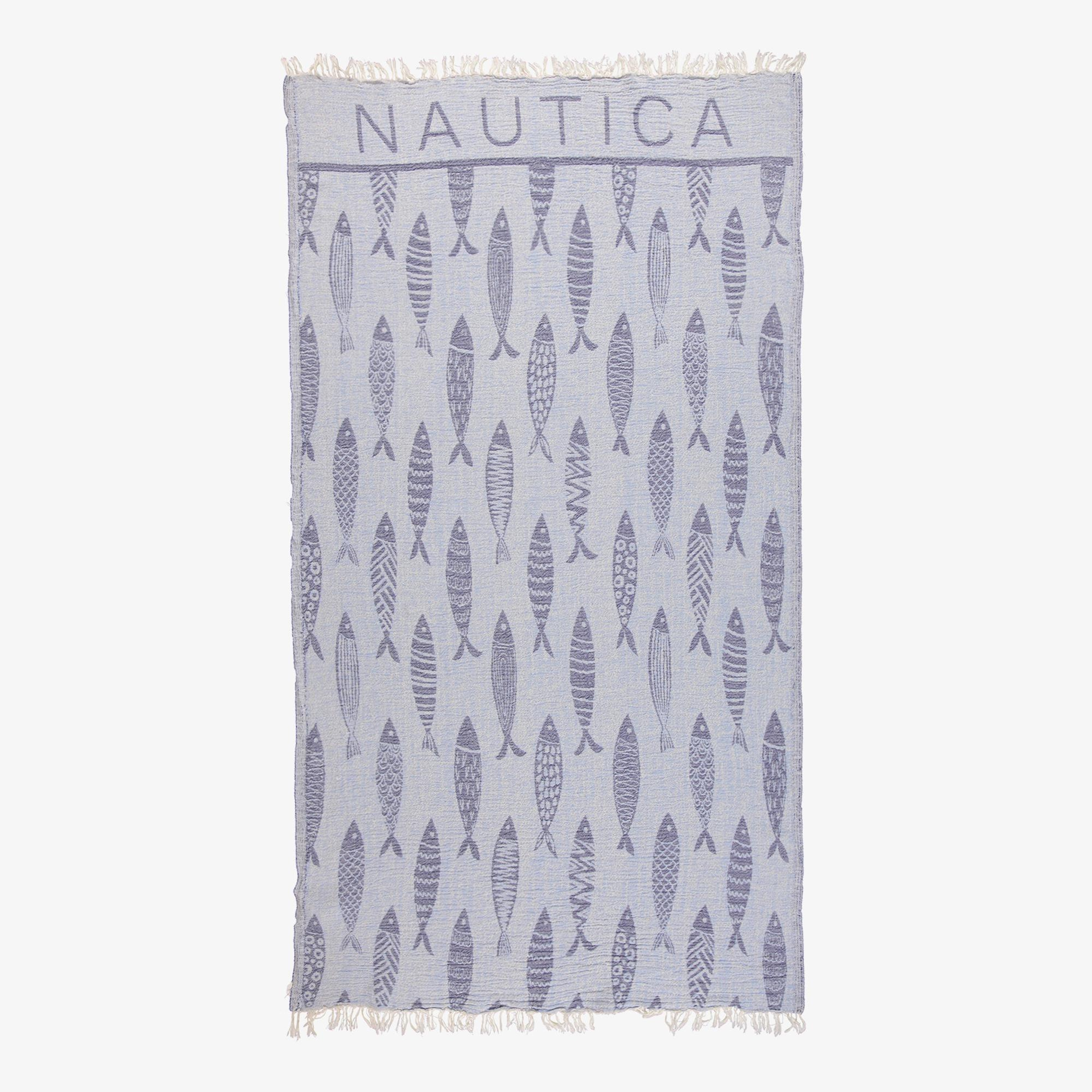 Nautica Unisex Mavi Desenli Havlu