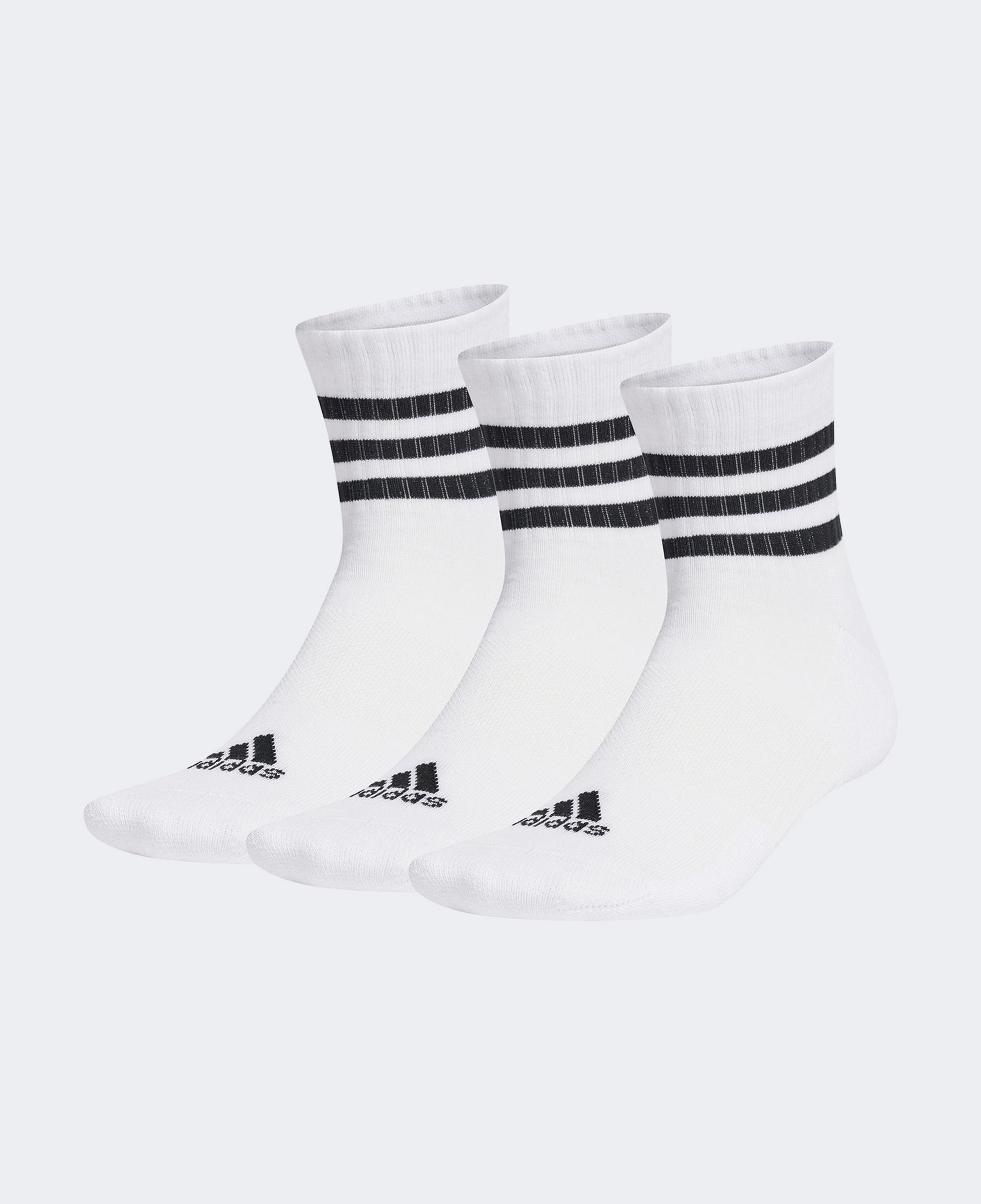 adidas Stripes Cushioned Sportswear Bilek Boy 3' lü Unisex Beyaz Çorap