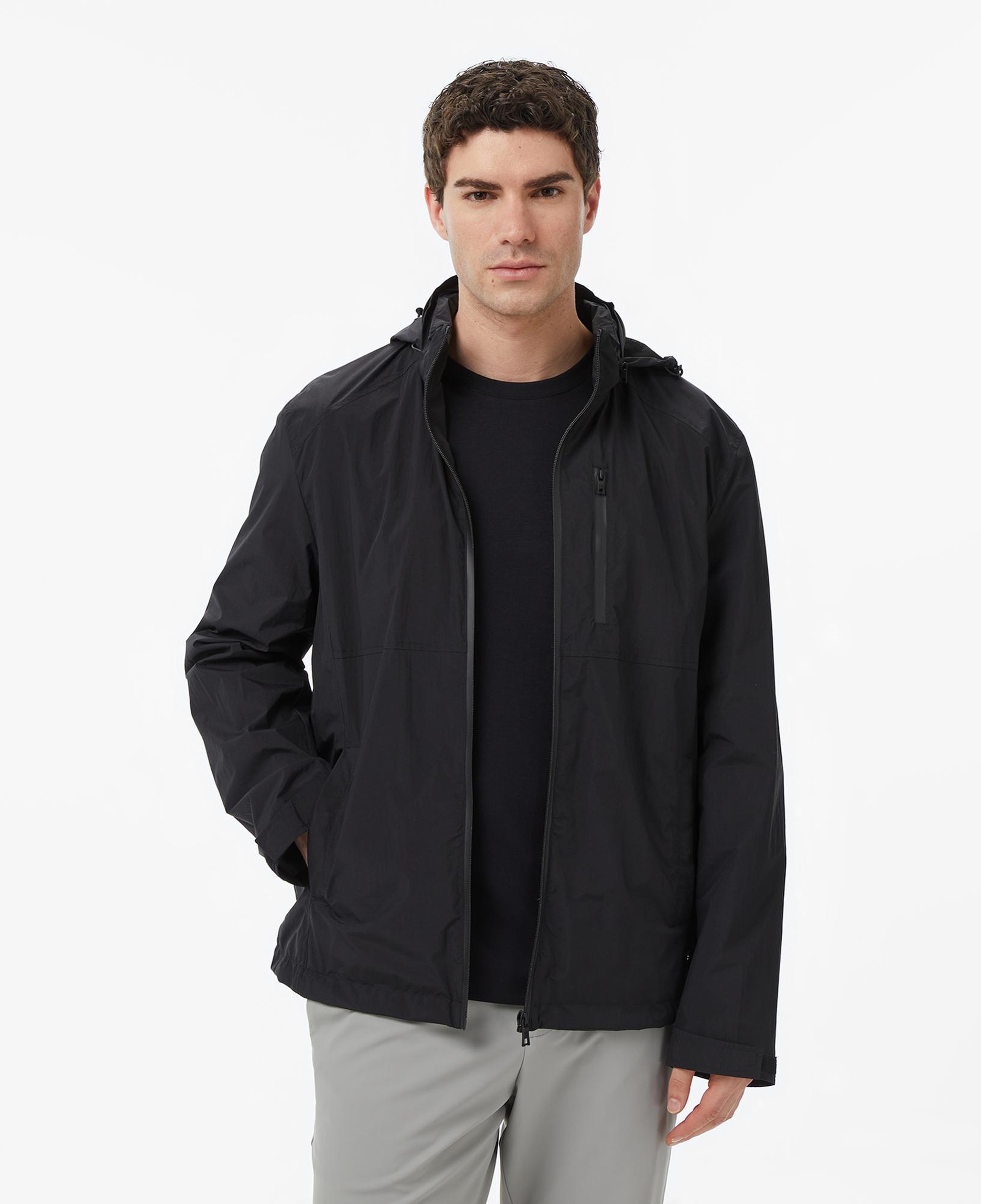 Nautica Erkek Siyah Regular Fit Dik Yaka Gizli Kapüşonlu Su İtici Mont