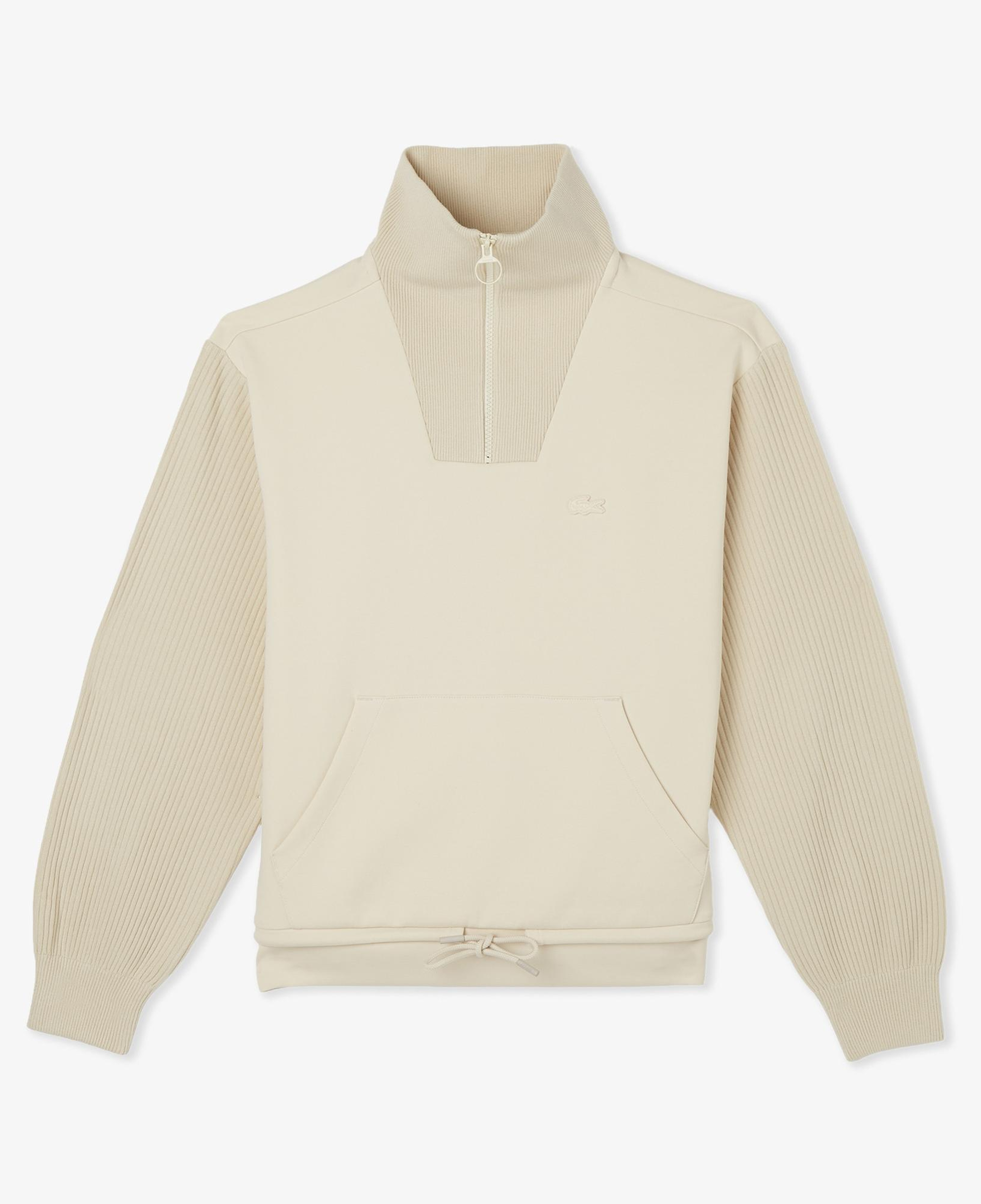 Lacoste Kadın Relaxed Fit Yarım Fermuarlı Krem Sweatshirt