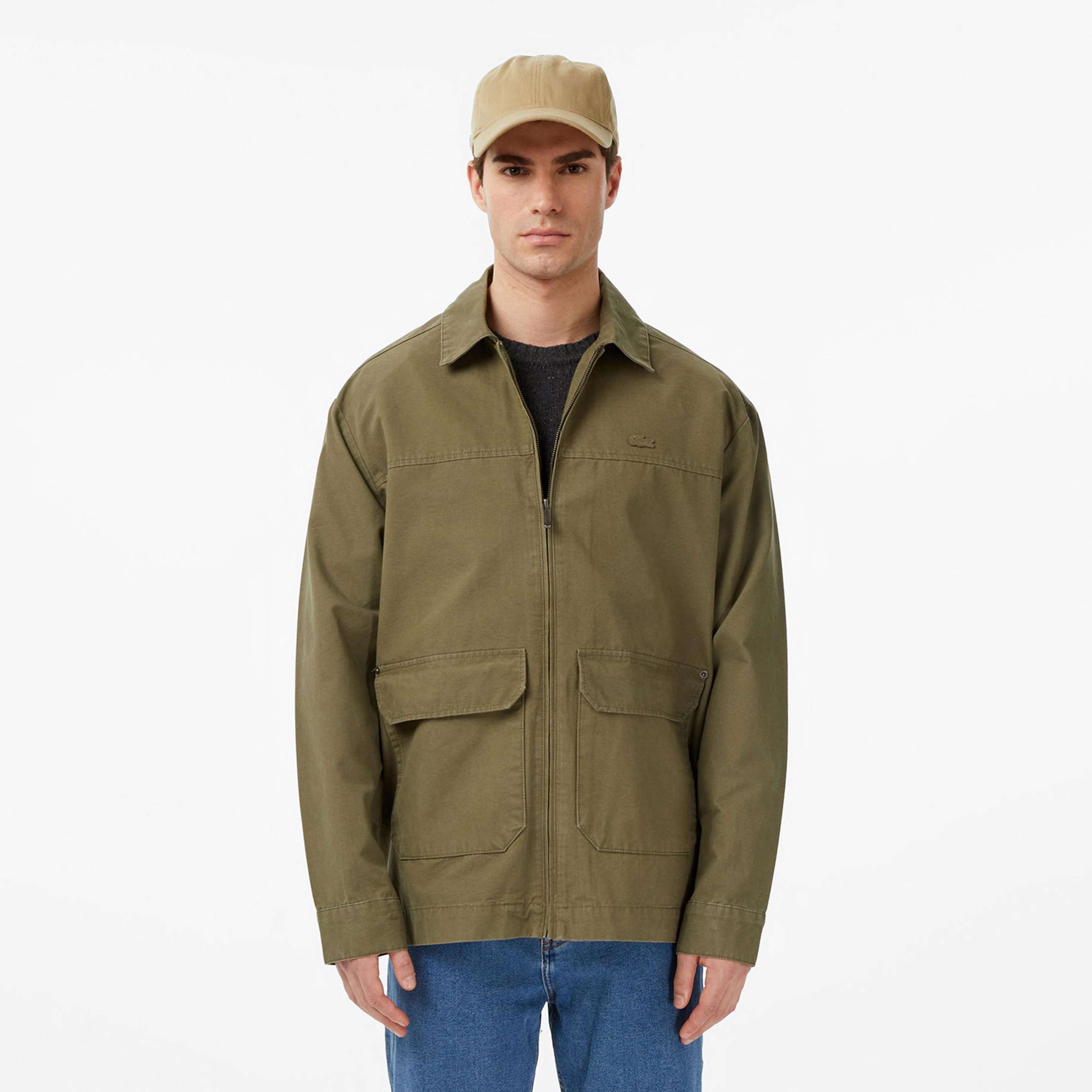 Lacoste Erkek Relaxed Fit Fermuarlı Haki Ceket