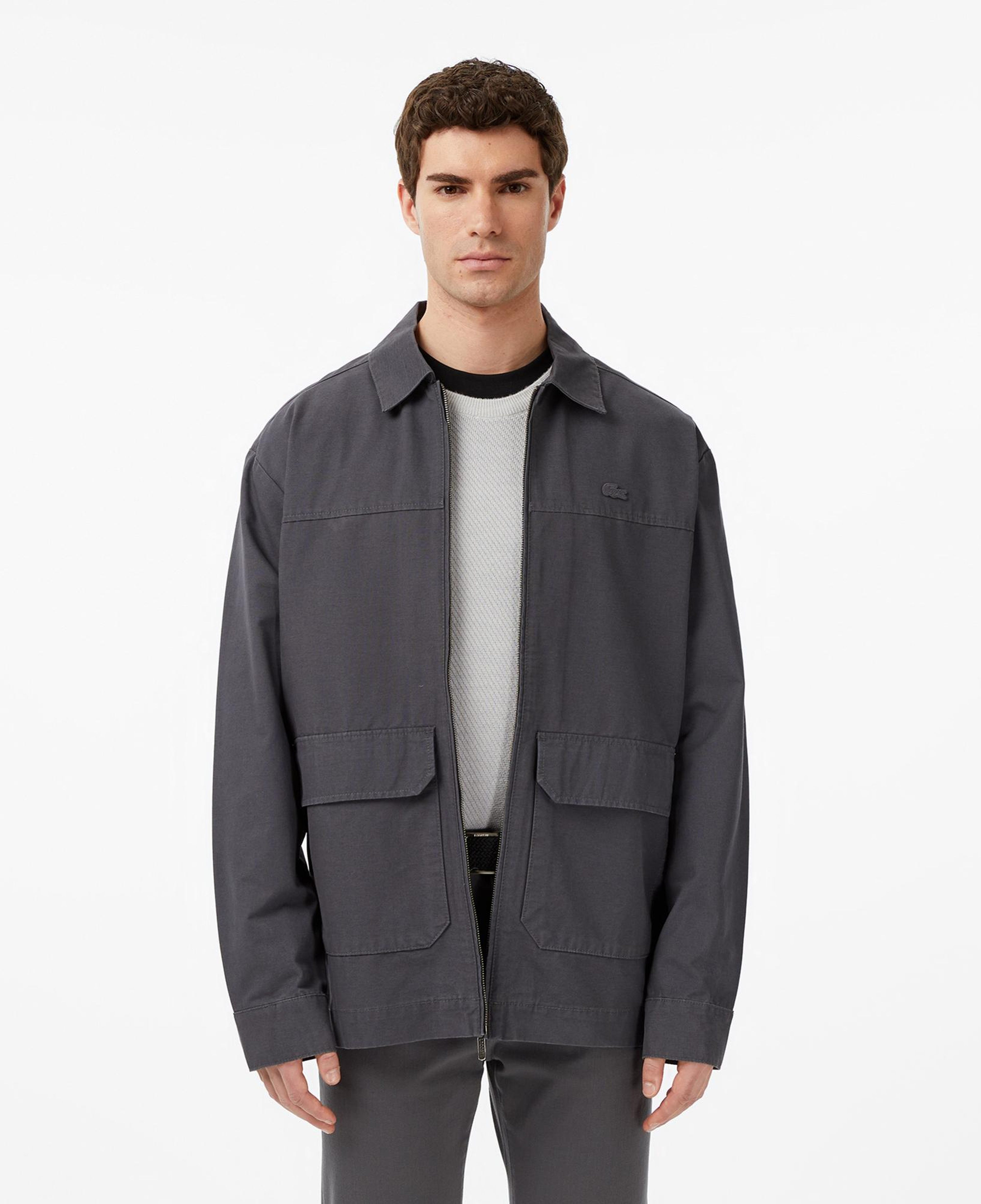 Lacoste Erkek Relaxed Fit Fermuarlı Koyu Gri Dış Gömlek