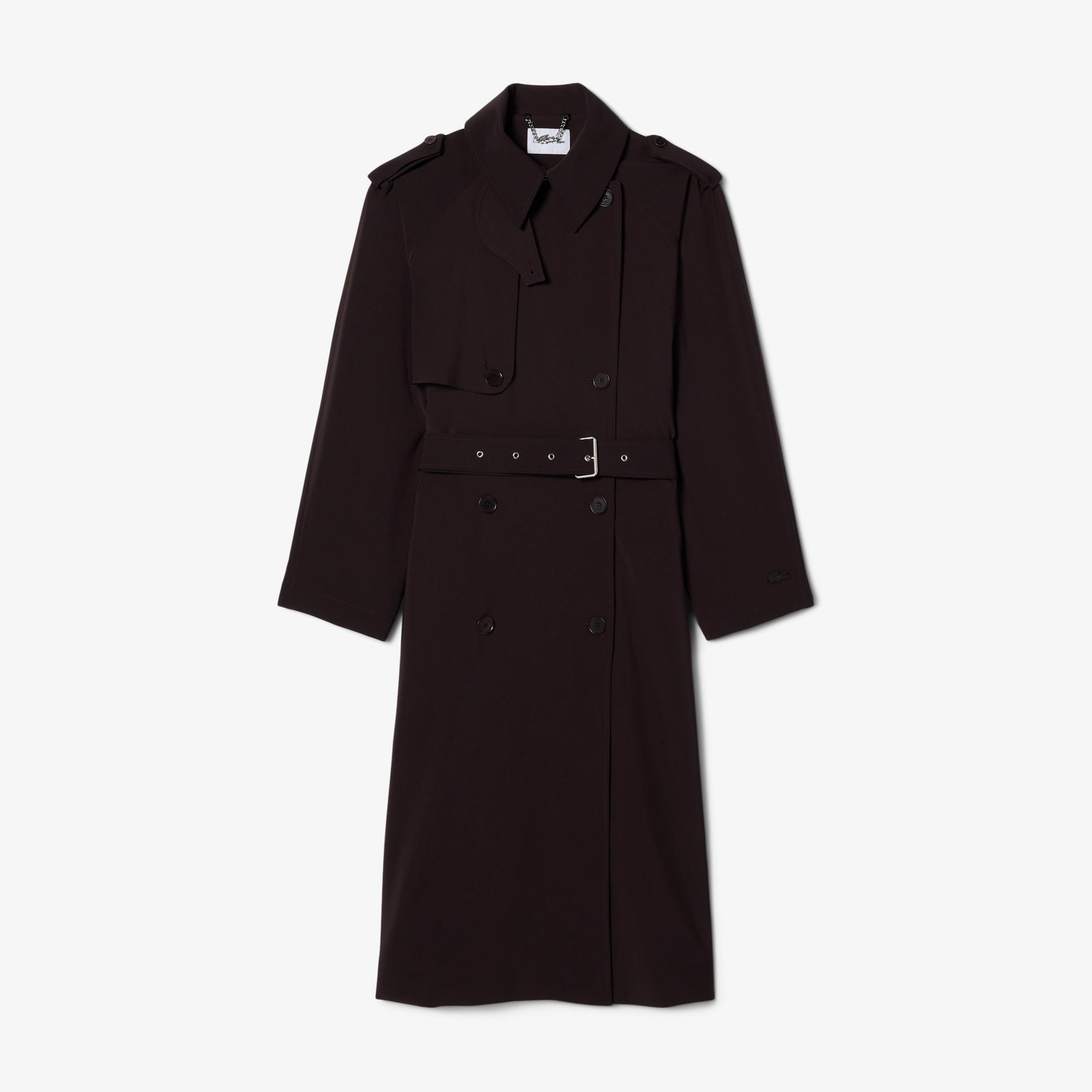 Lacoste Kadın Oversize Fit Koyu Kahverengi Trençkot