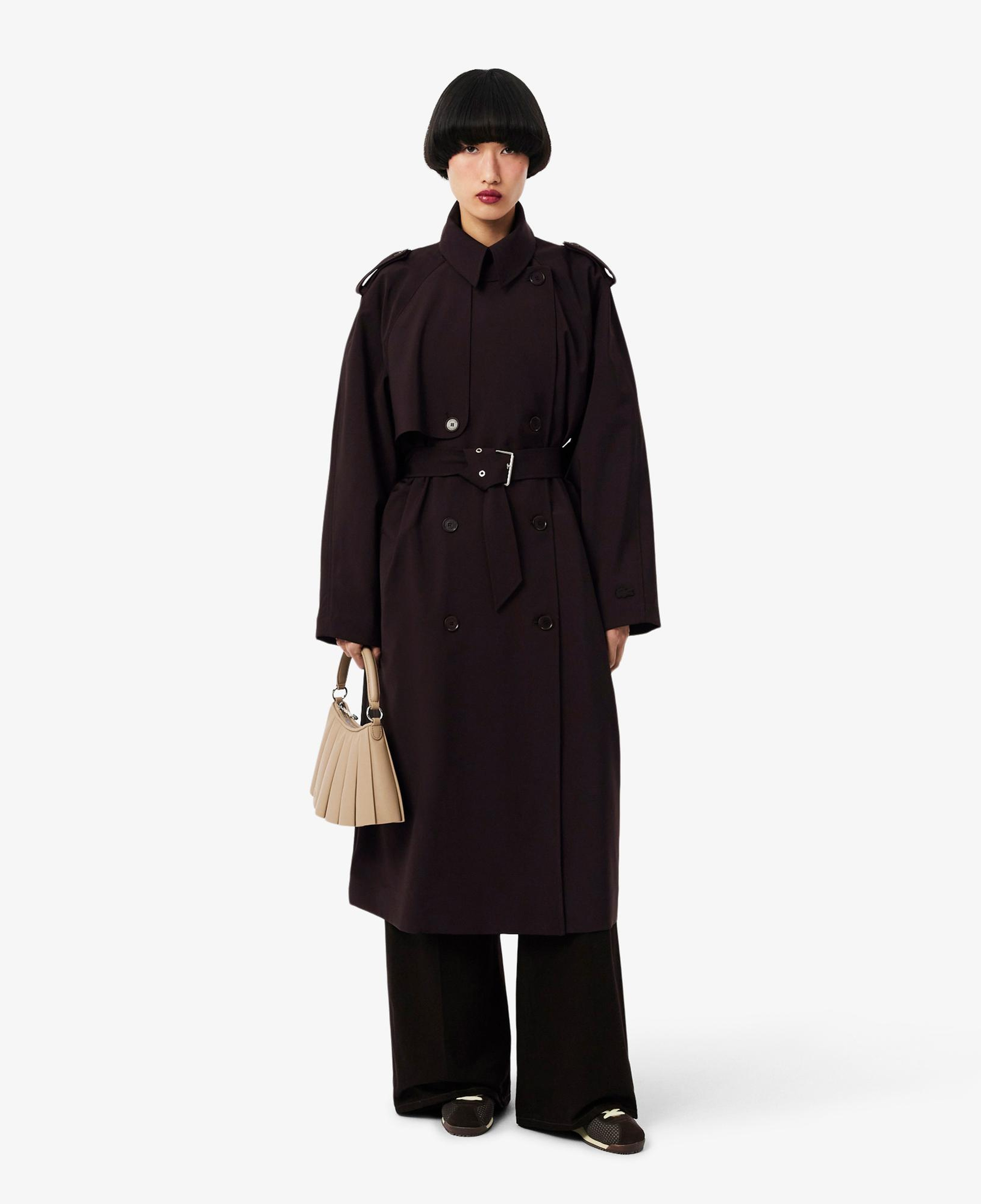 Lacoste Kadın Oversize Fit Koyu Kahverengi Trençkot