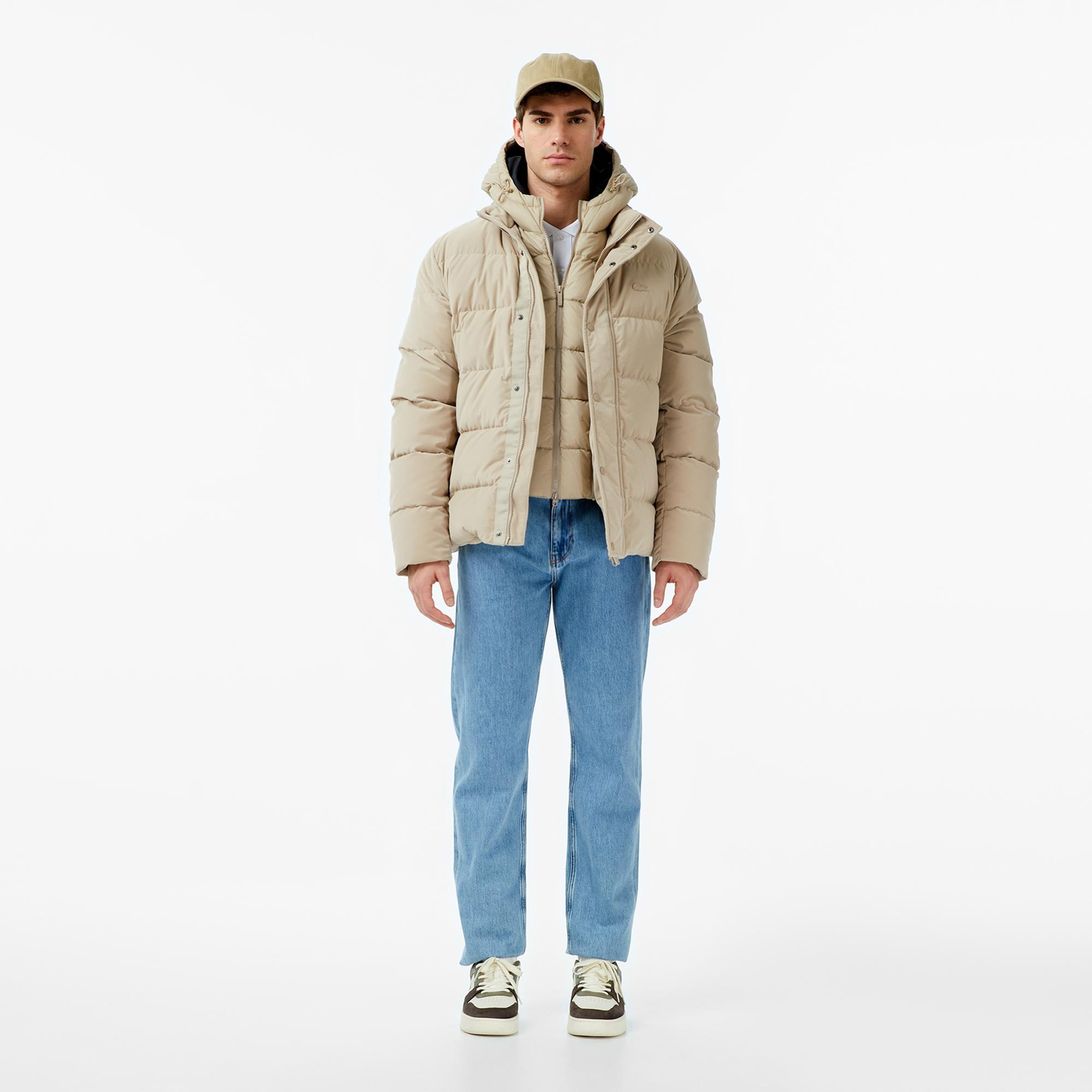 Lacoste Erkek Kapüşonlu Bej Mont