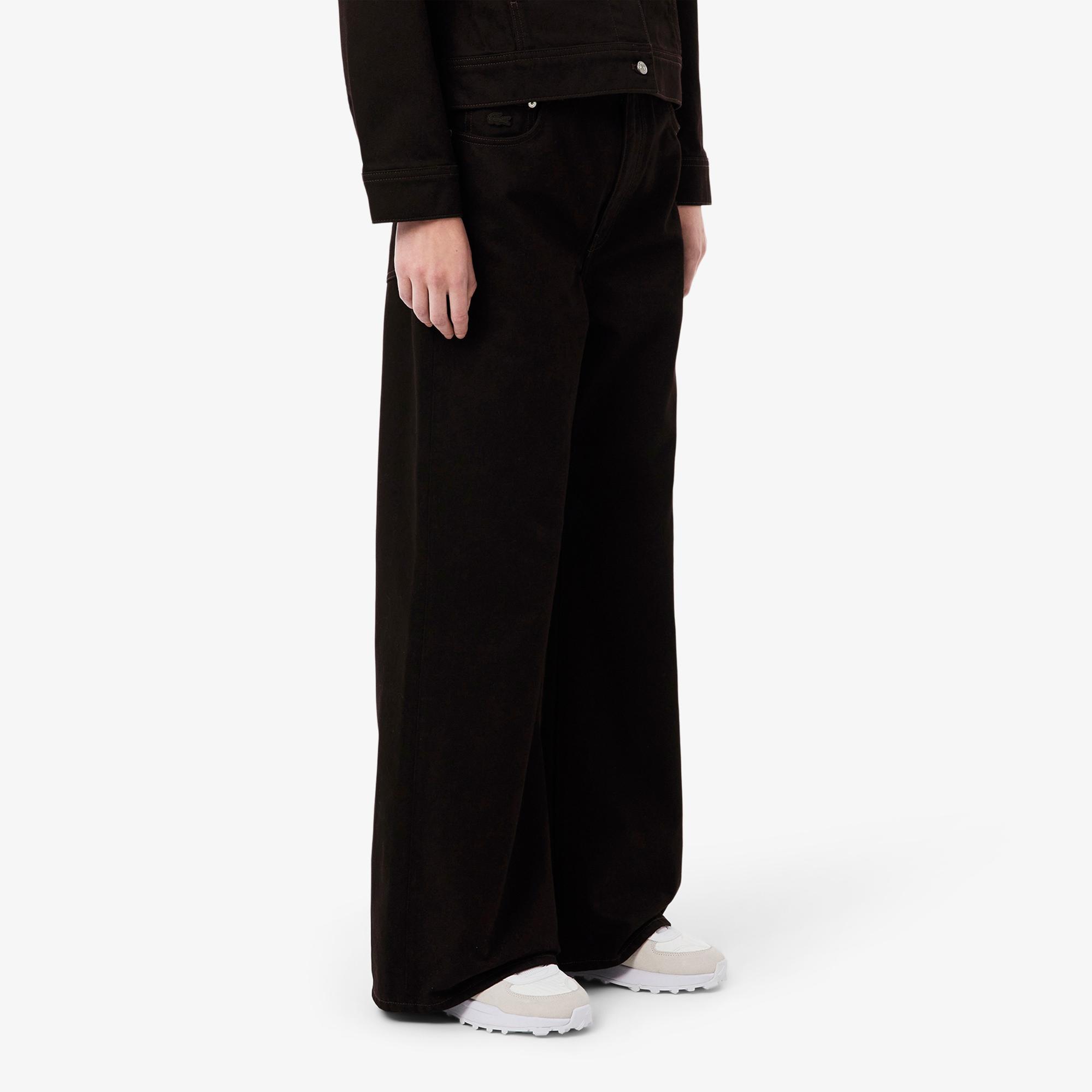 Lacoste Kadın Wide Leg Koyu Kahverengi Jean Pantolon