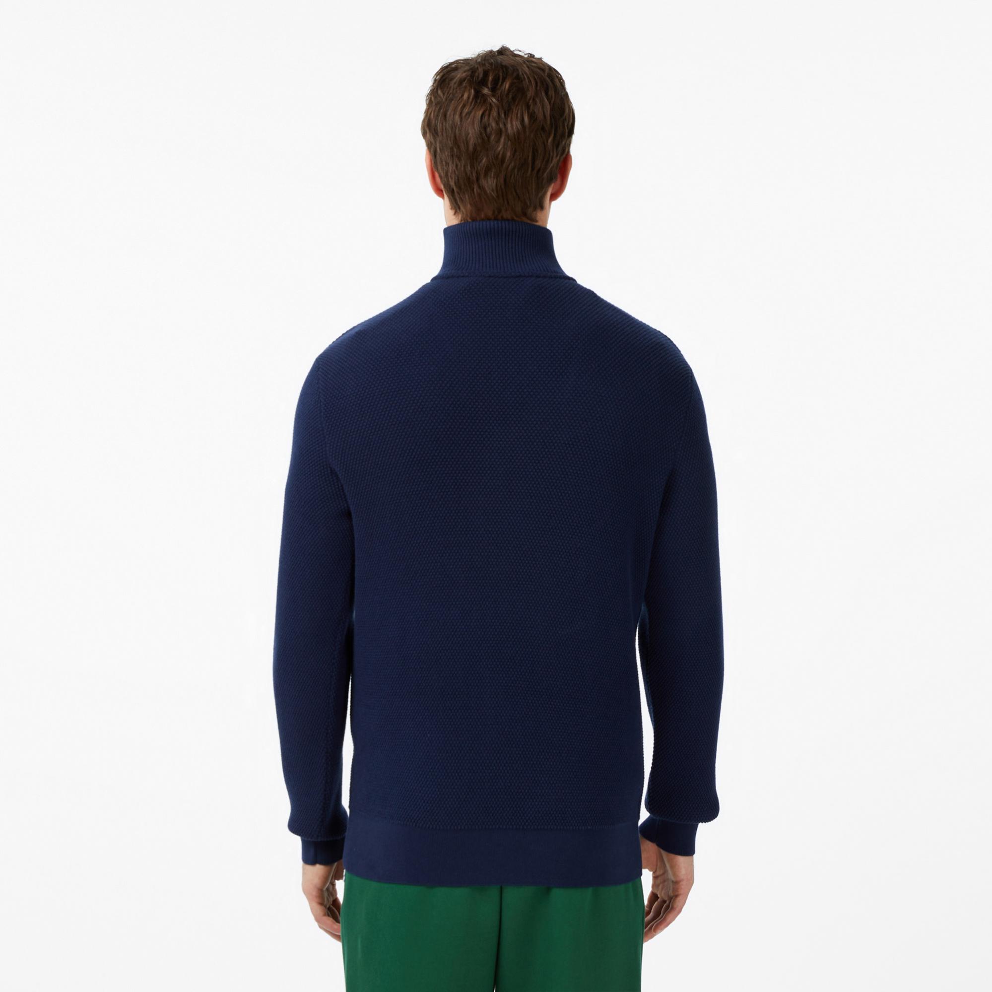 Lacoste Erkek Classic Fit Yarım Fermuarlı Lacivert Kazak