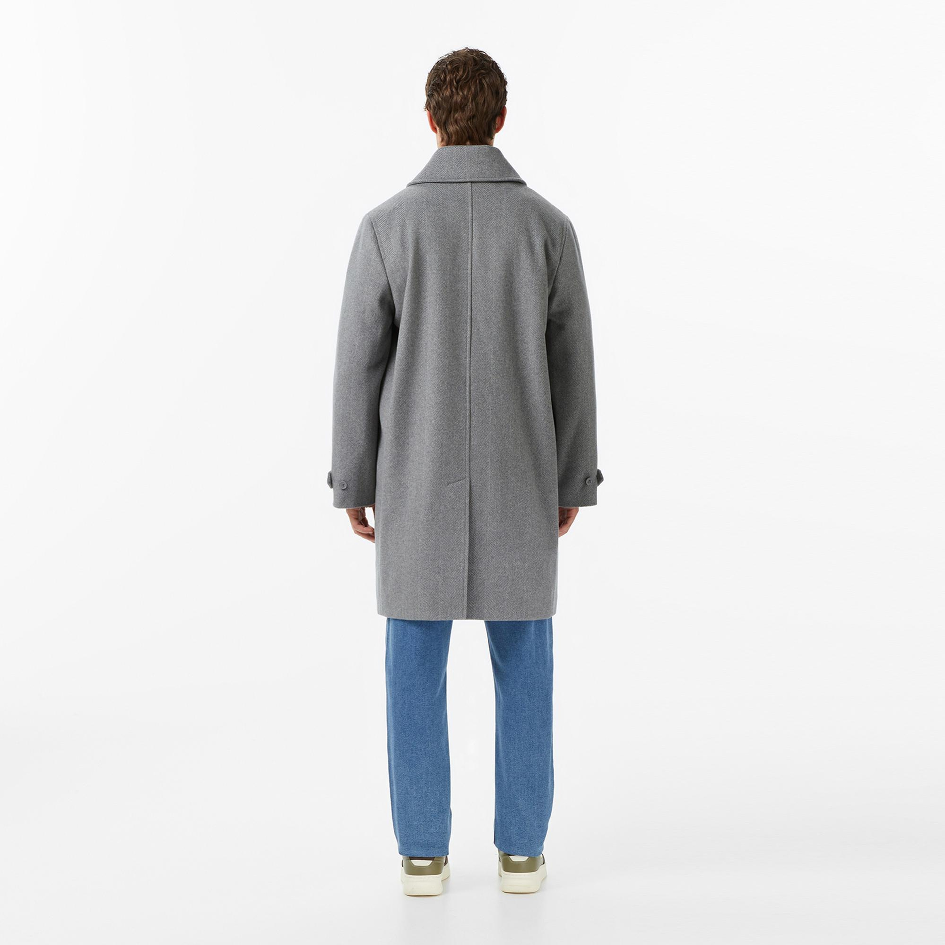 Lacoste Erkek Regular Fit Yün Gri Kaban