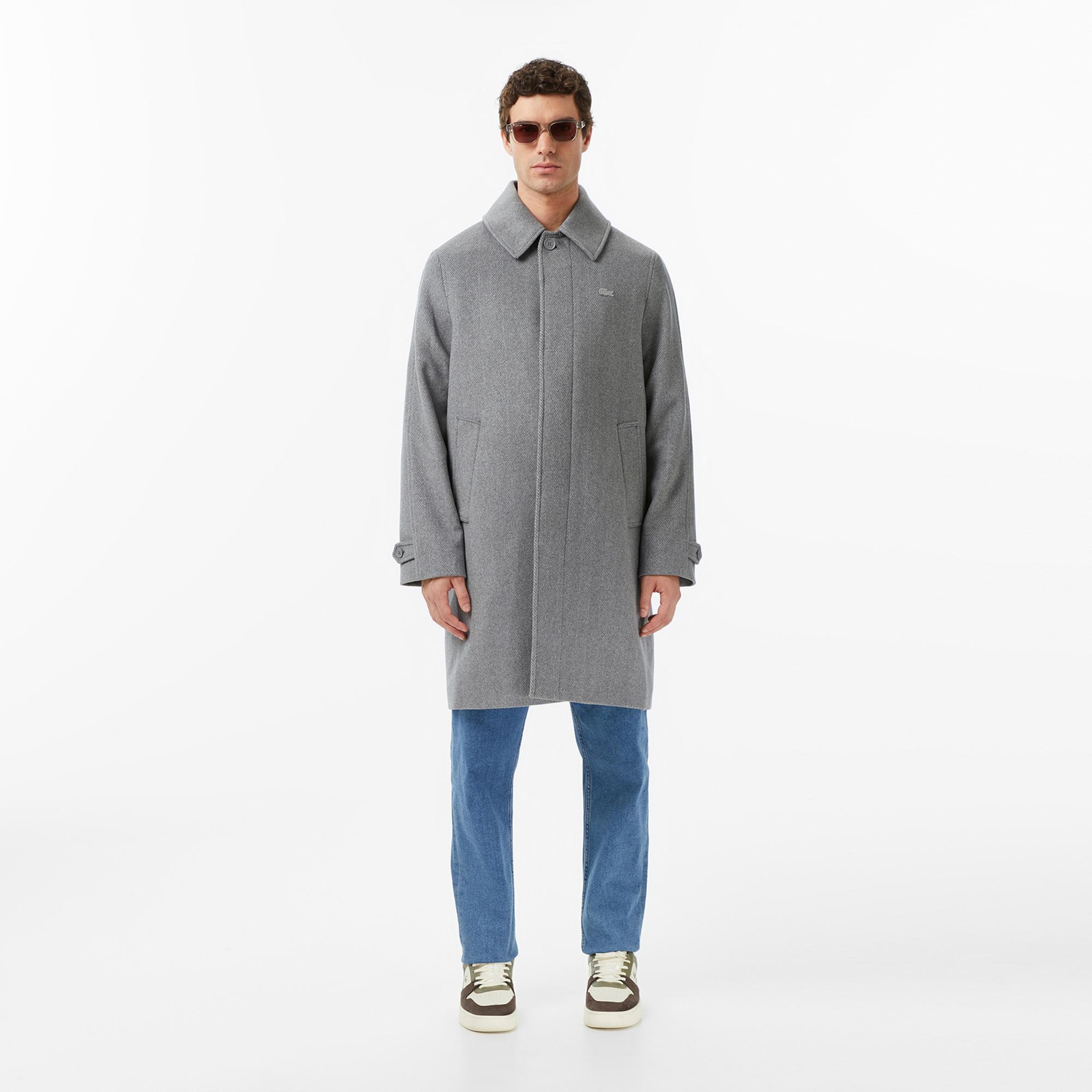 Lacoste Erkek Regular Fit Yün Gri Kaban