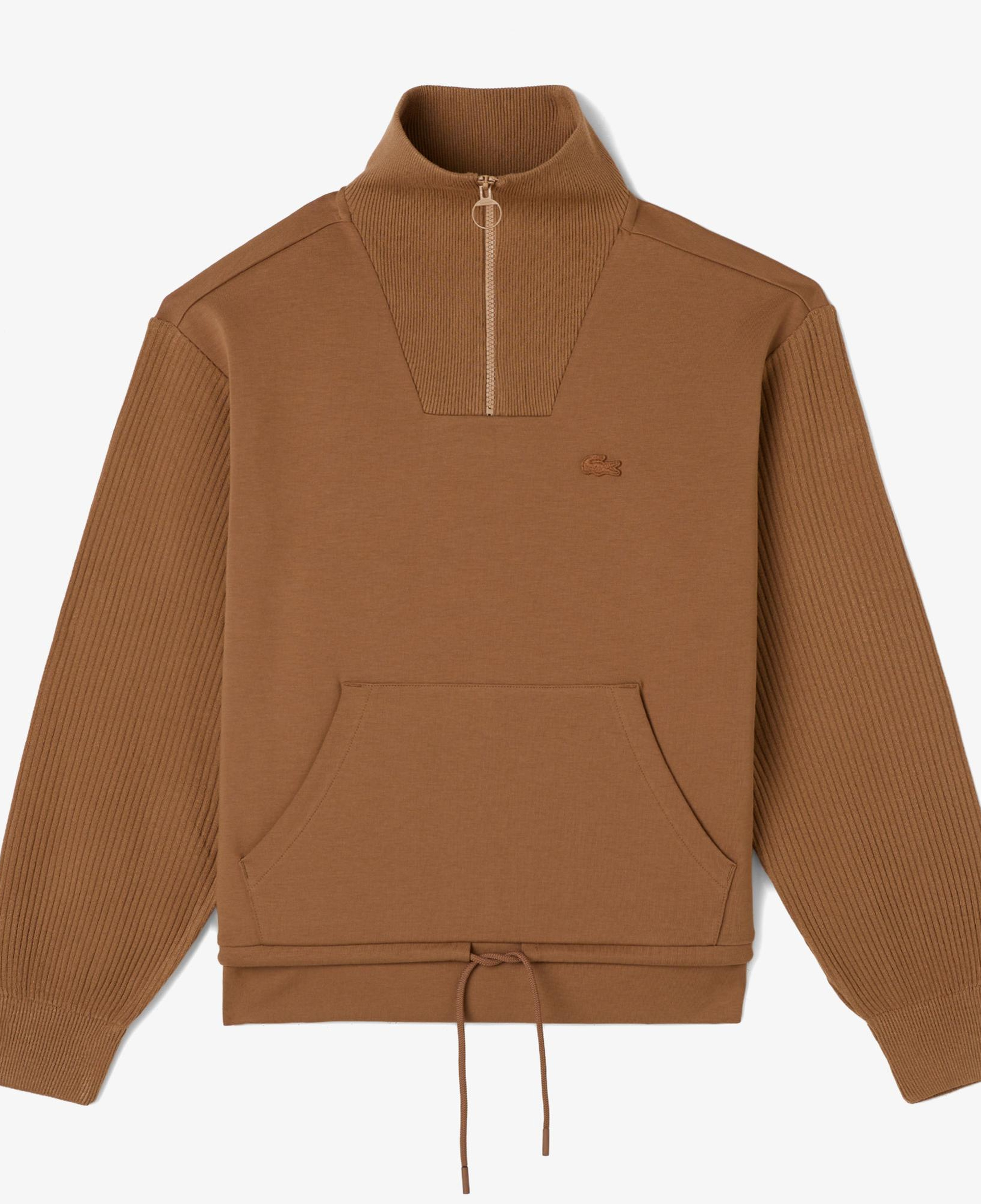 Lacoste Kadın Relaxed Fit Yarım Fermuarlı Kahverengi Sweatshirt