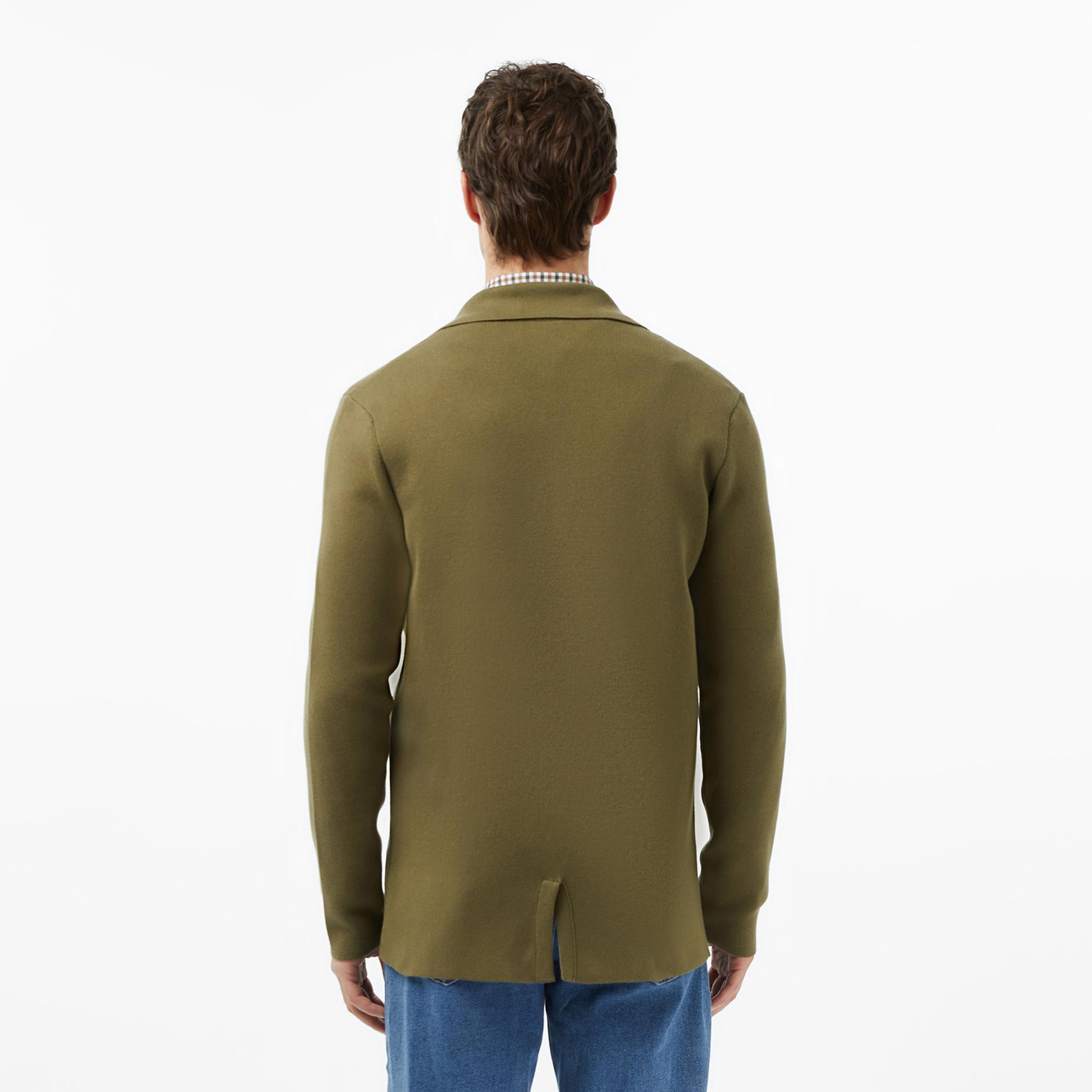 Lacoste Erkek Classic Fit V Yaka Haki Hırka