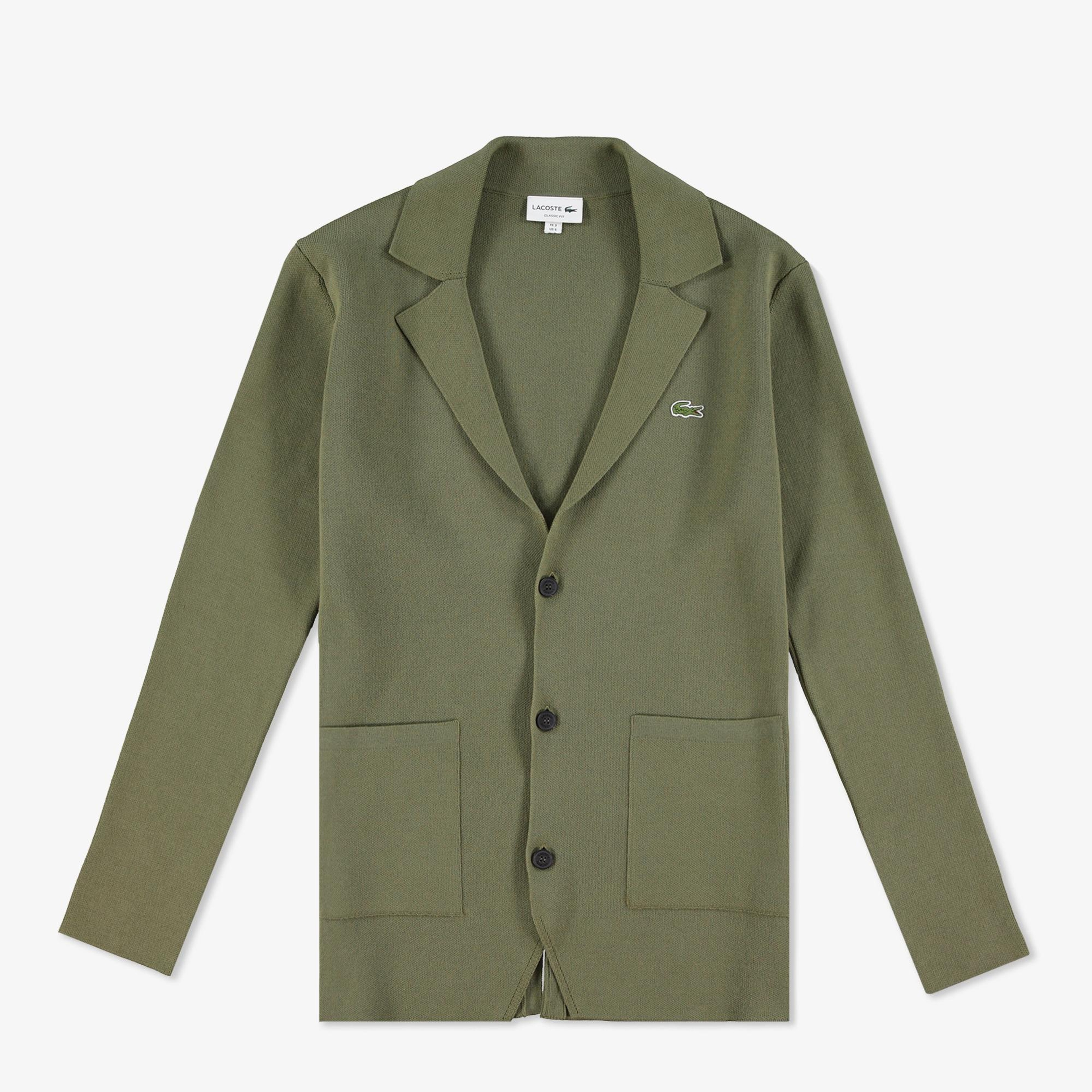 Lacoste Erkek Classic Fit V Yaka Haki Hırka