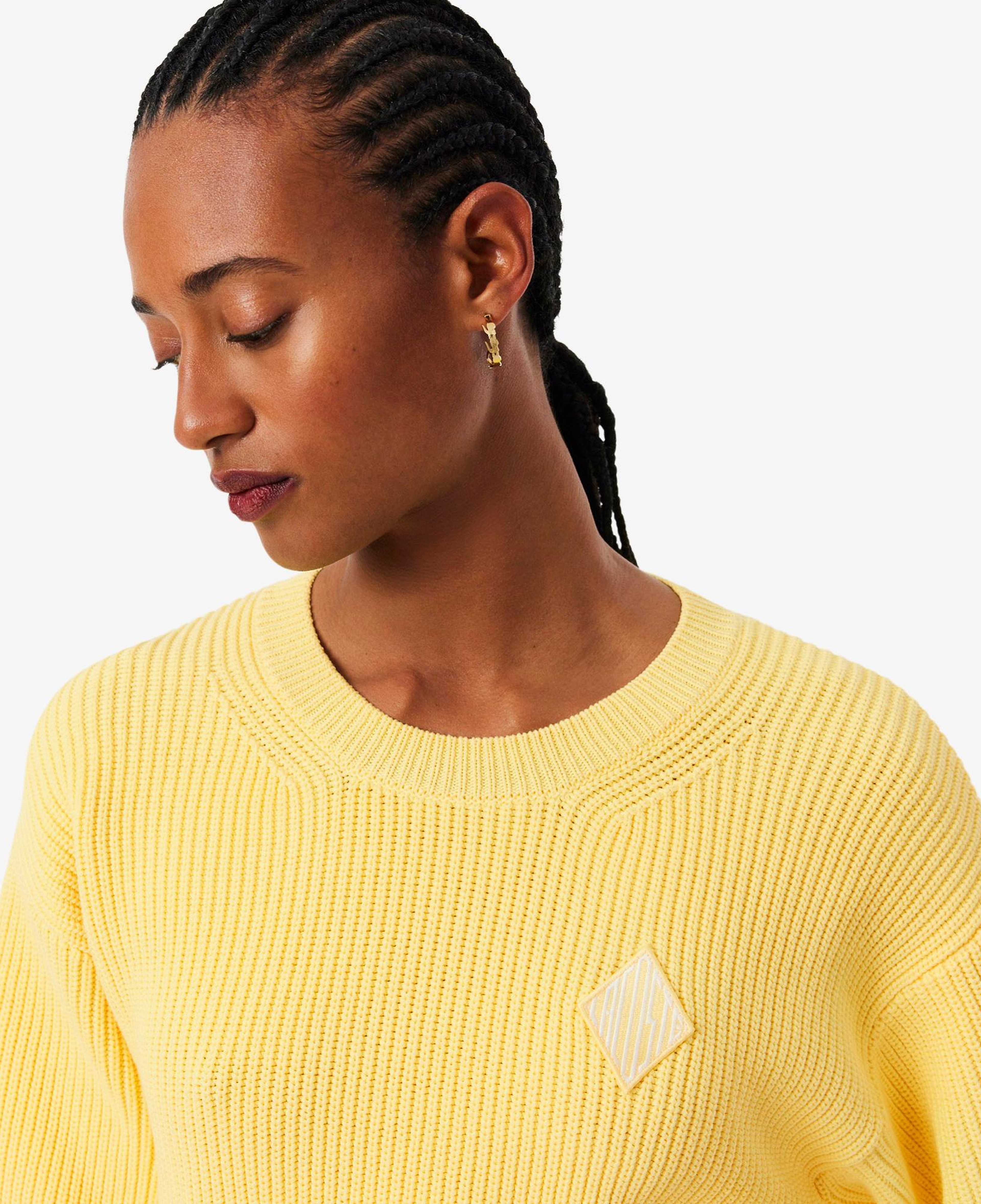 Lacoste Kadın Loose Fit Bisiklet Yaka Sarı Kazak