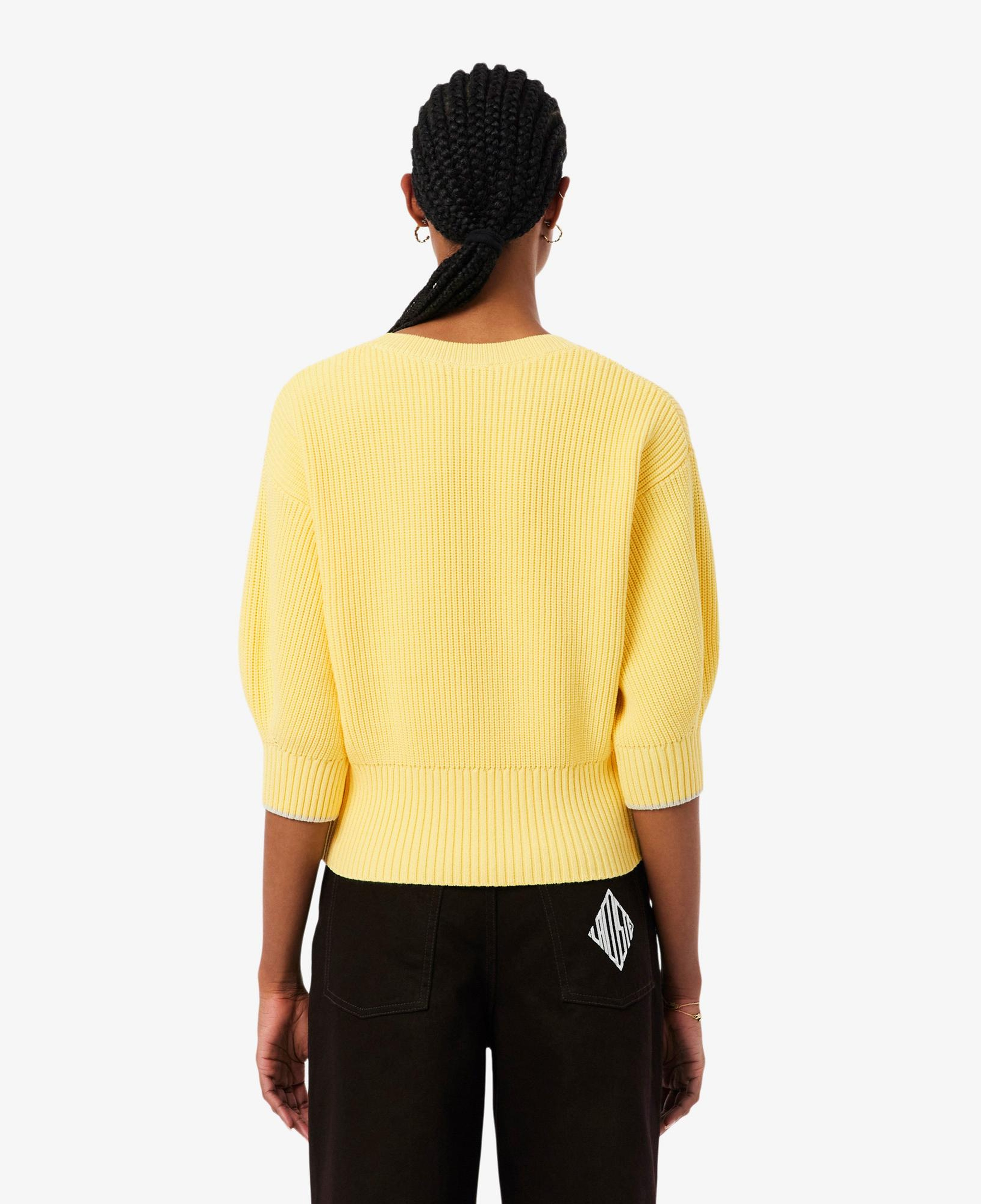 Lacoste Kadın Loose Fit Bisiklet Yaka Sarı Kazak