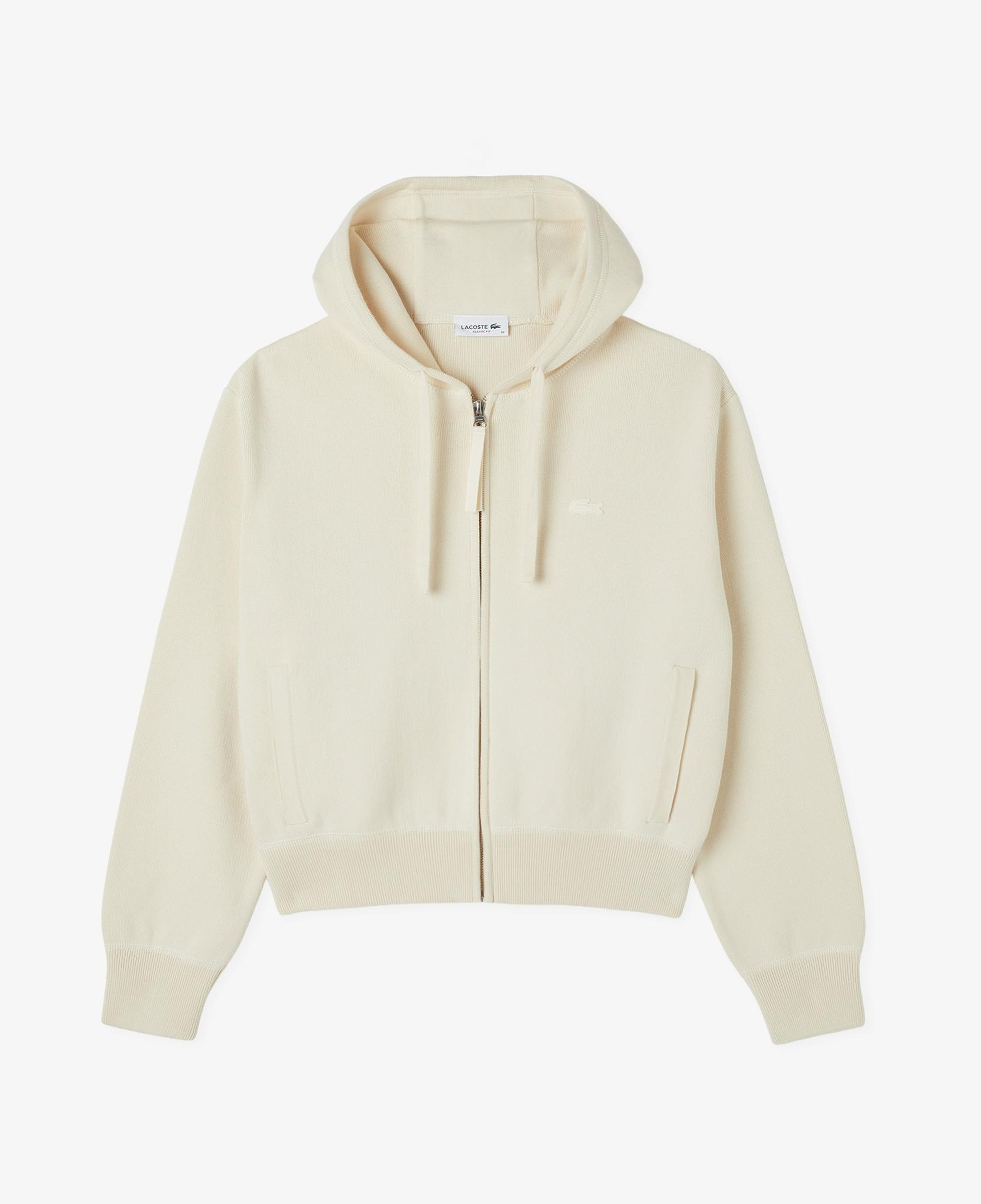Lacoste Kadın Classic Fit Kapüşonlu Krem Hırka