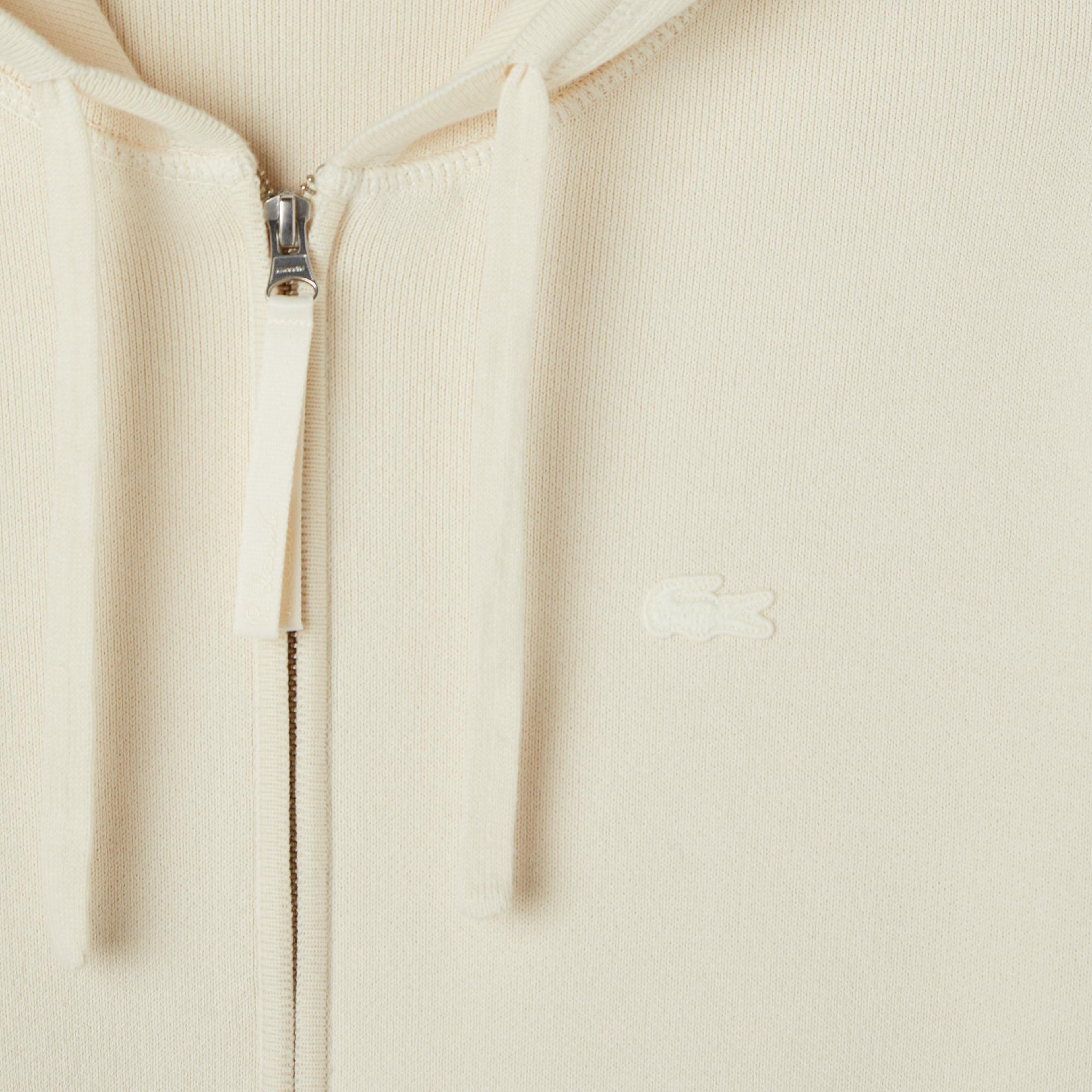 Lacoste Kadın Classic Fit Kapüşonlu Krem Hırka