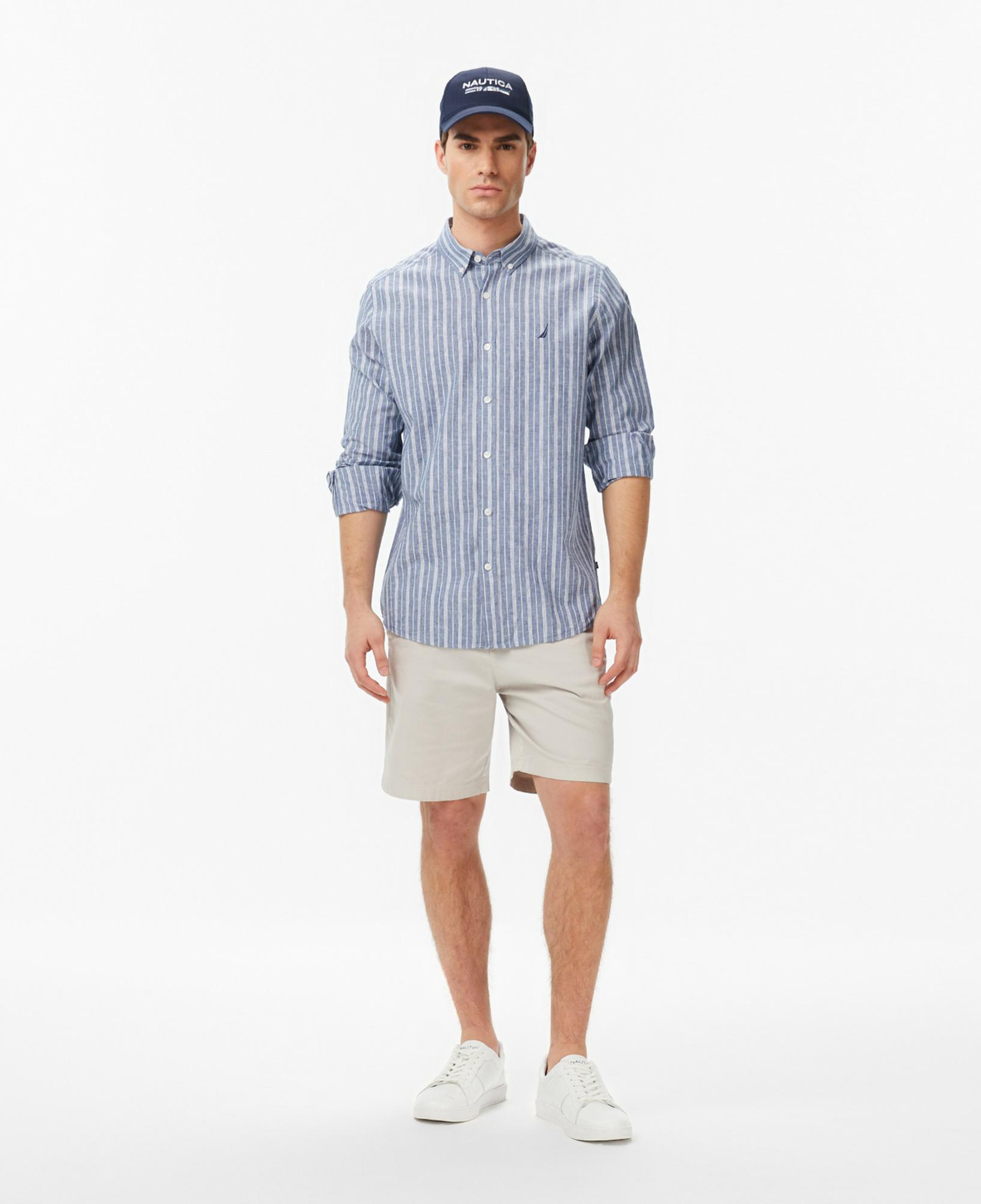 Nautica Erkek Mavi Regular Fit Çizgili Gömlek