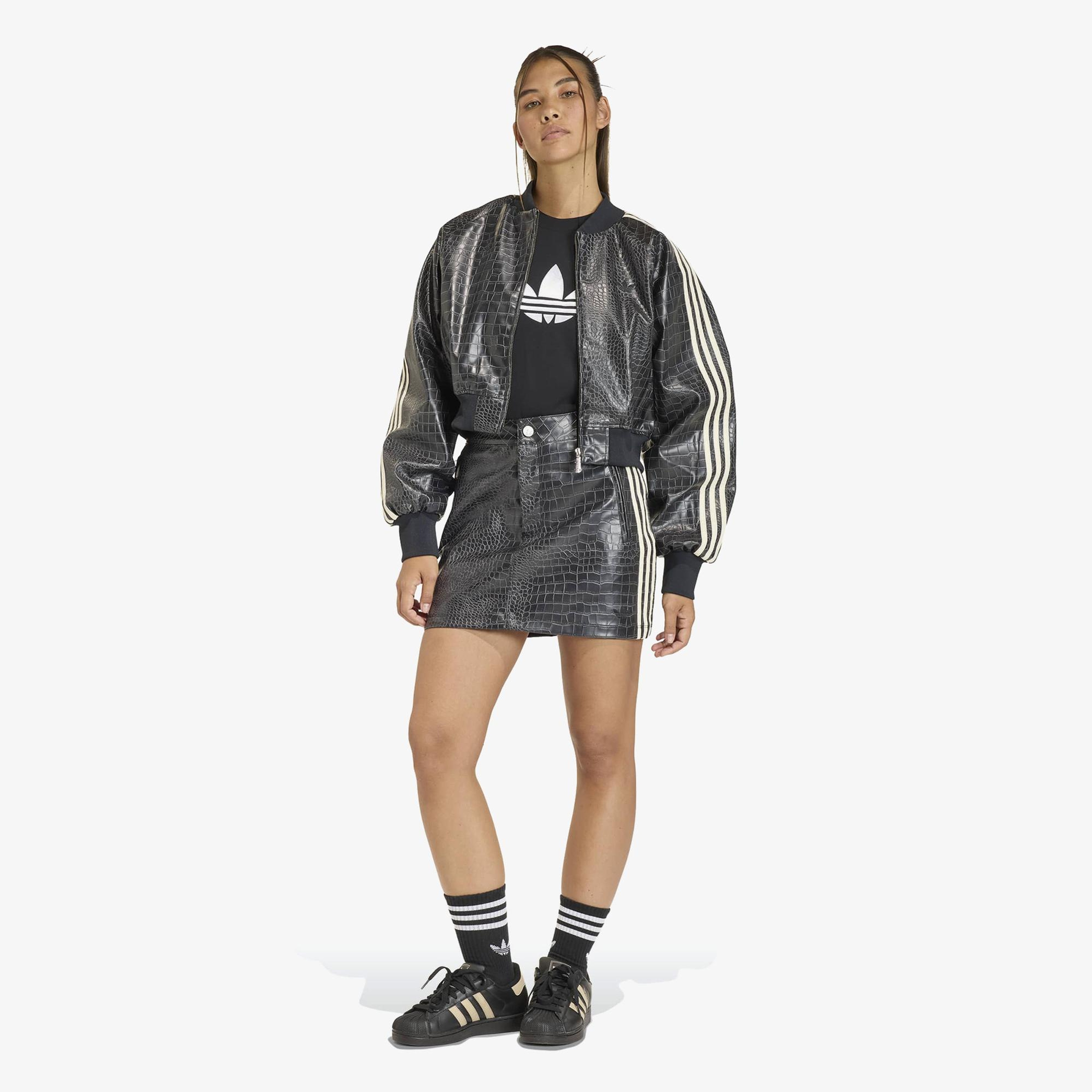 adidas Pleather Kadın Siyah Deri Ceket