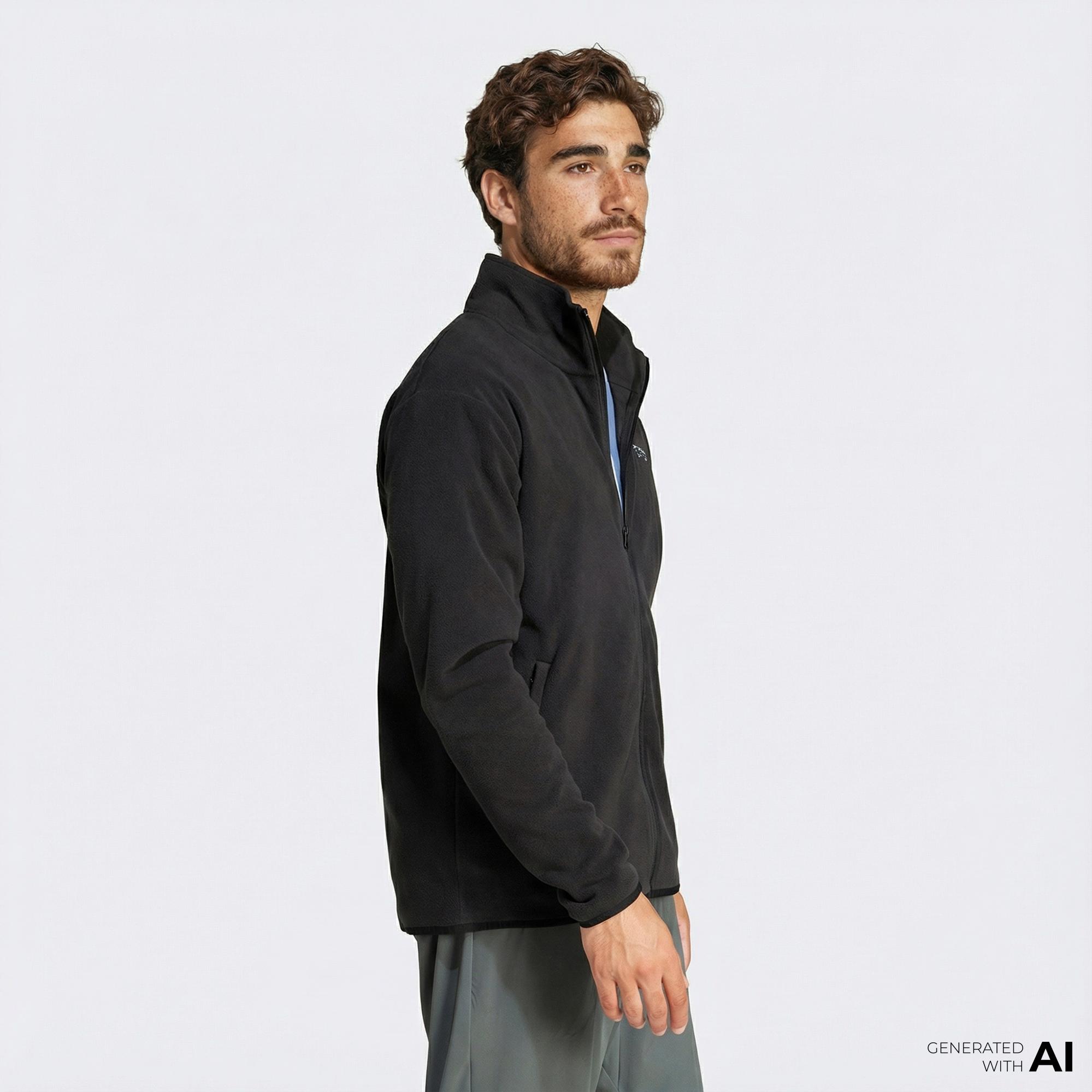 adidas Mountain Essentials Full-Zip Fleece Erkek Siyah Polar