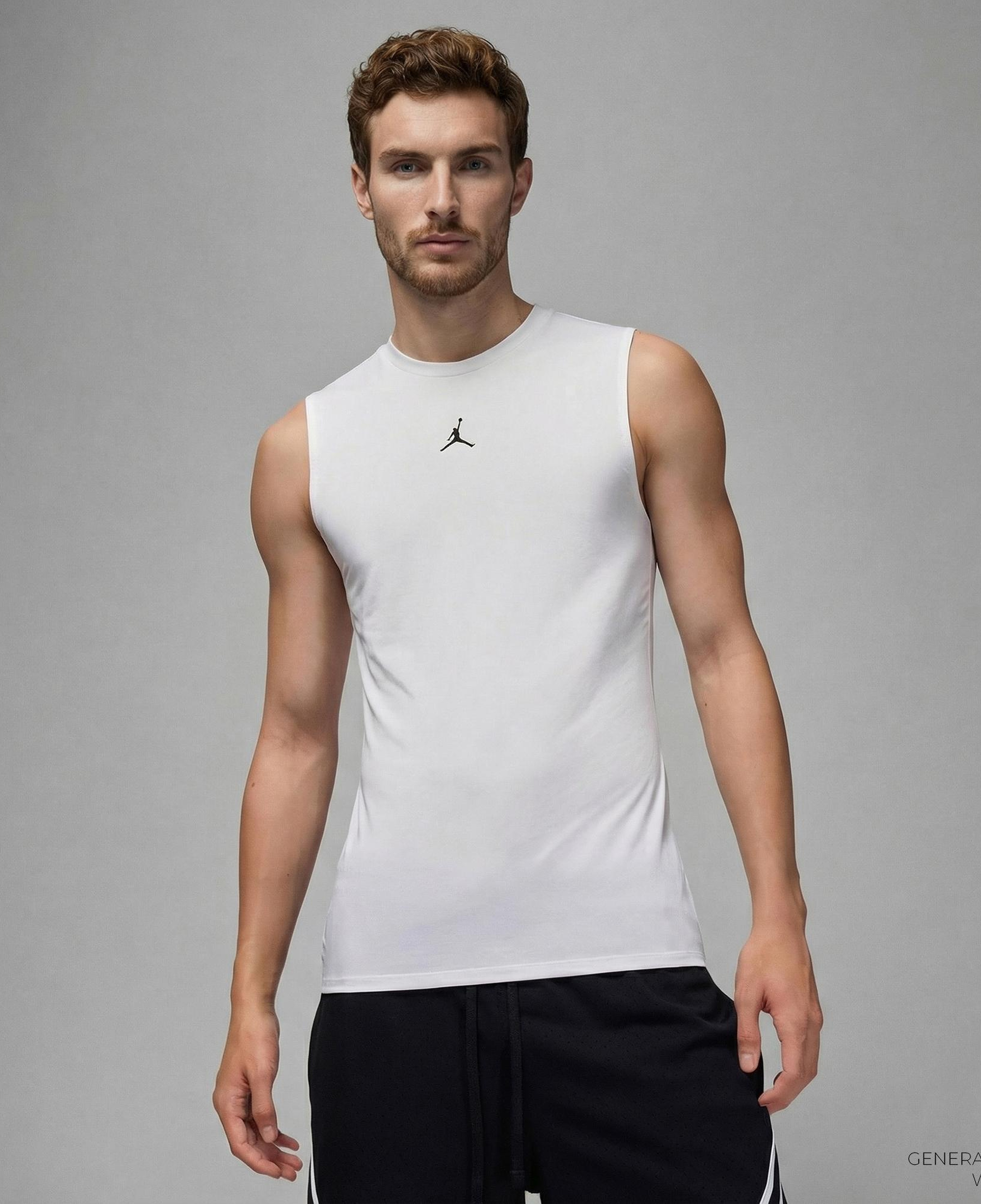 Jordan Dri-Fit Sport Erkek Beyaz Kolsuz T-Shirt