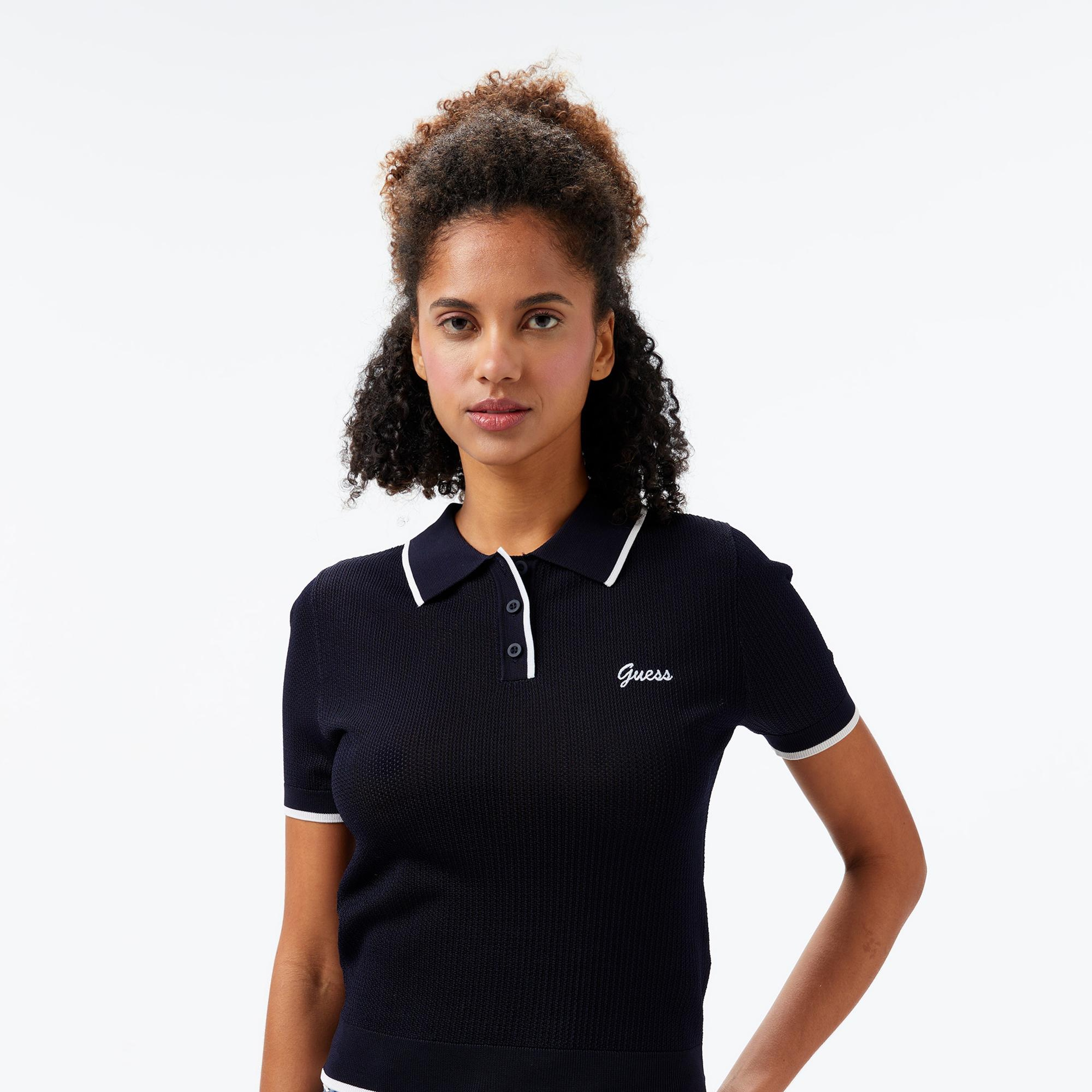 Guess Slim Fit Kadın Lacivert Polo T-Shirt