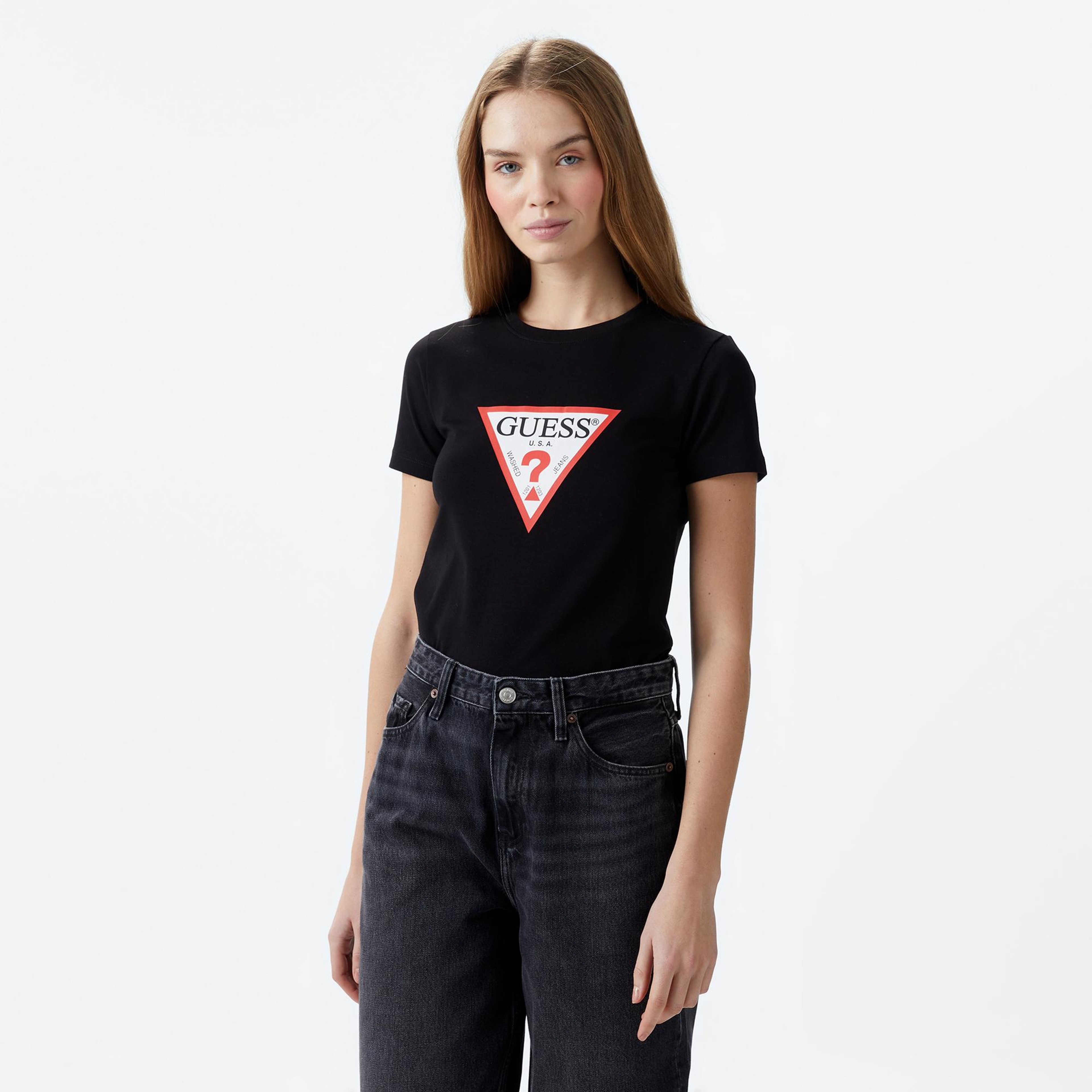 Guess Iconic Mid Organic Kadın Siyah T-Shirt