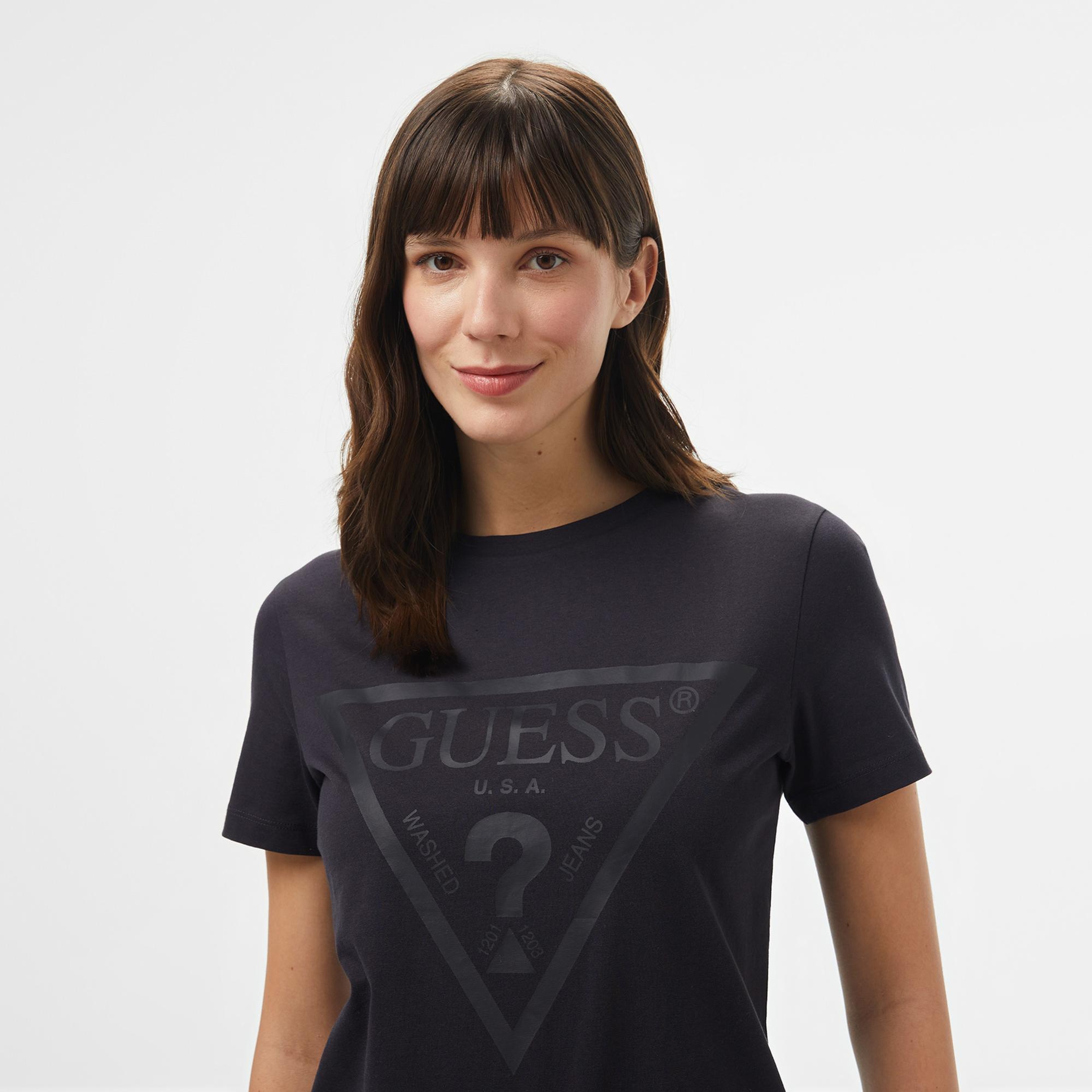Guess Adele Organic Cotton Kadın Antrasit T-Shirt