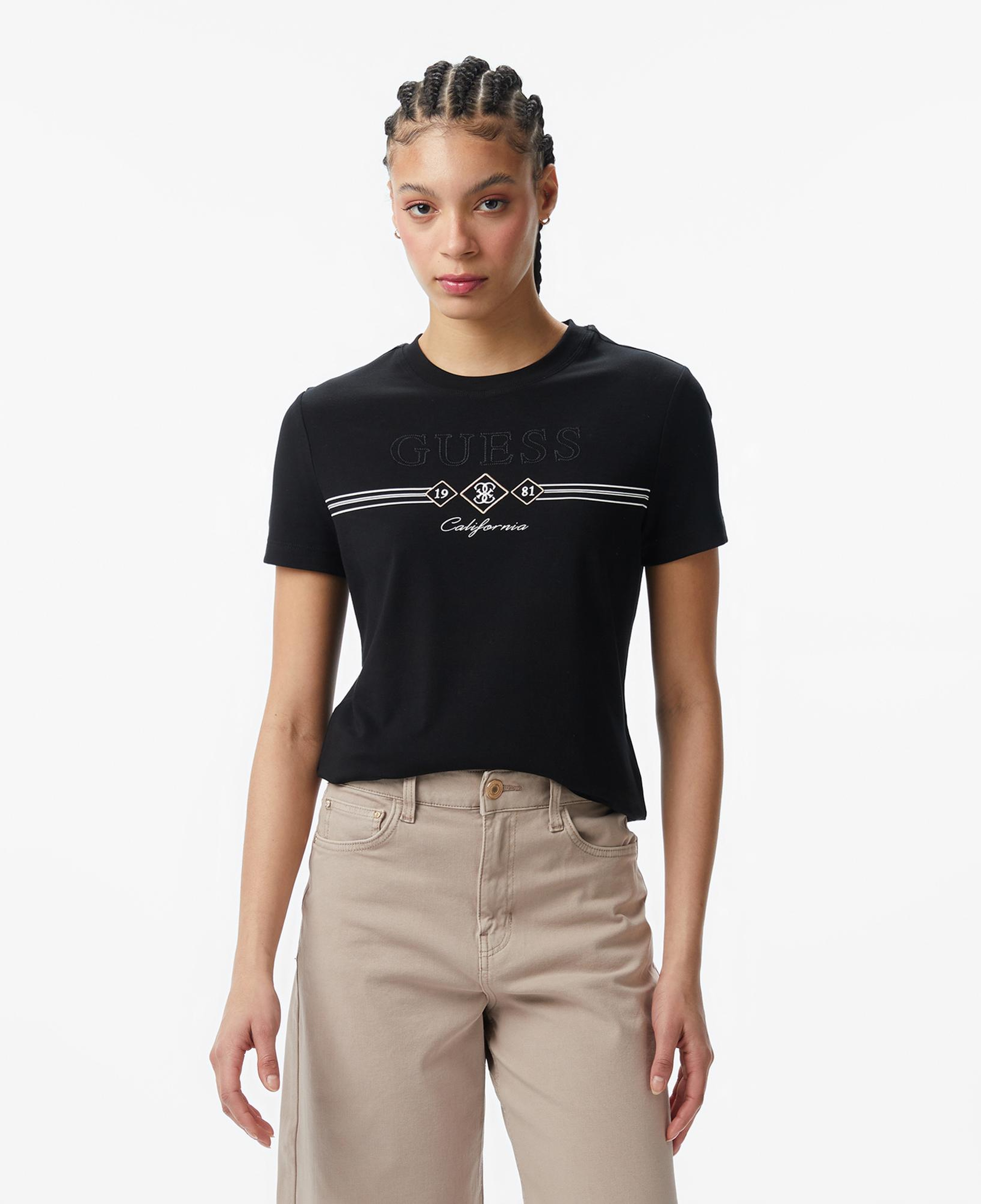 Guess Febe Aktif Slim Fit Kadın Siyah T-Shirt