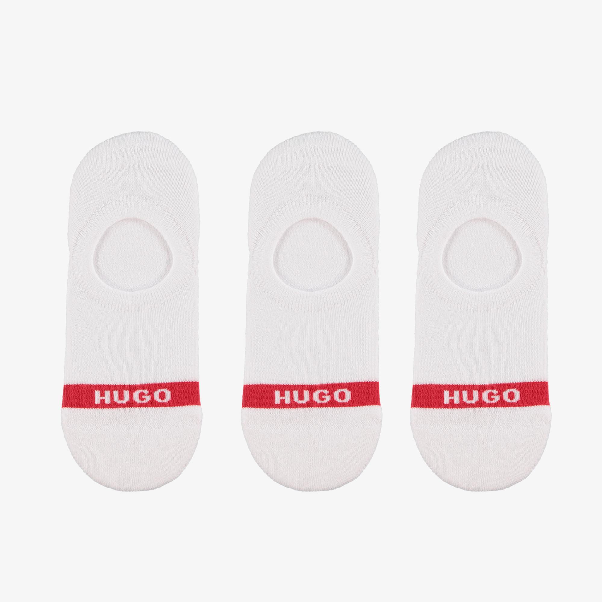 Hugo Plush Tape 3'lü Erkek Beyaz Çorap
