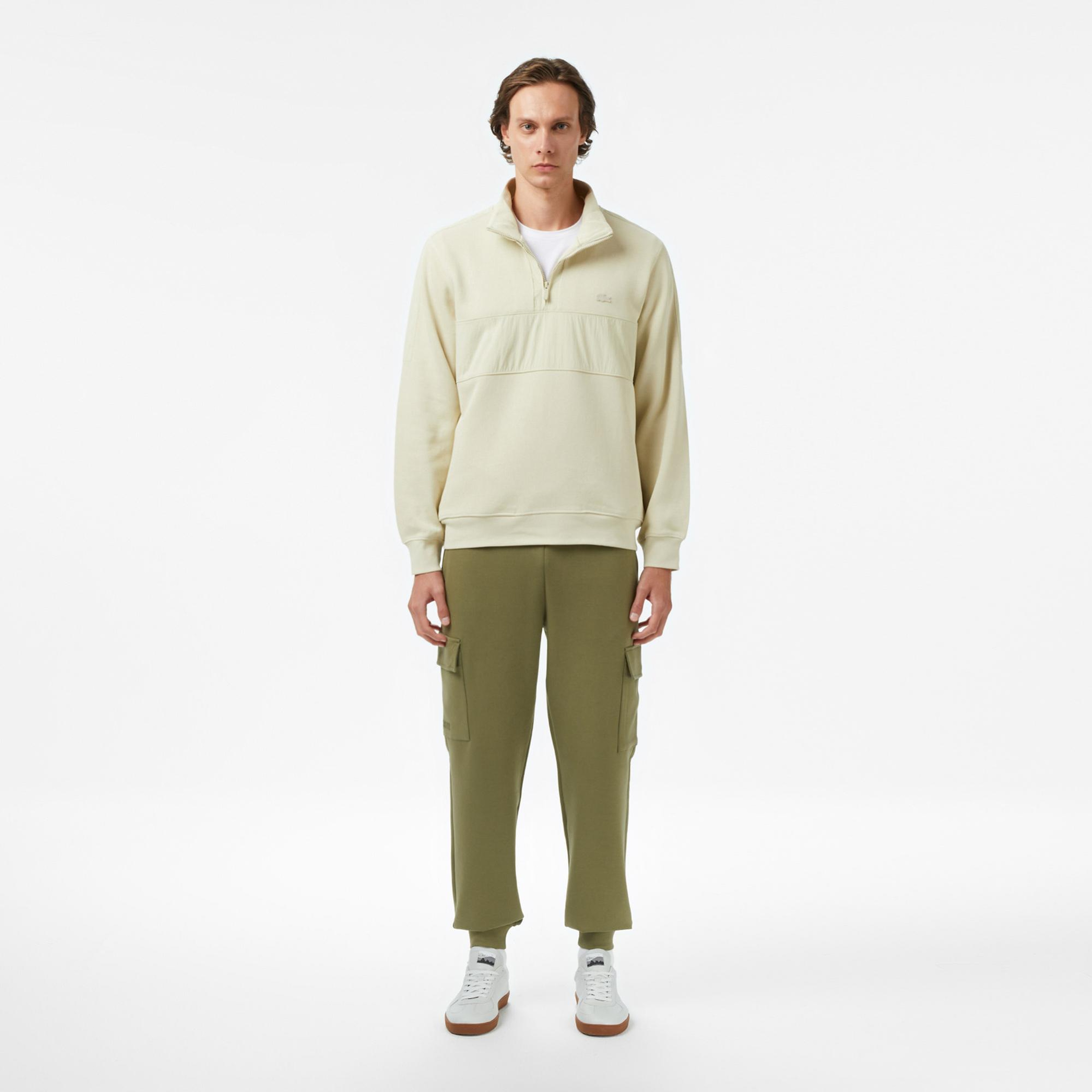Lacoste Erkek Classic Fit Yarım Fermuarlı Bej Sweatshirt