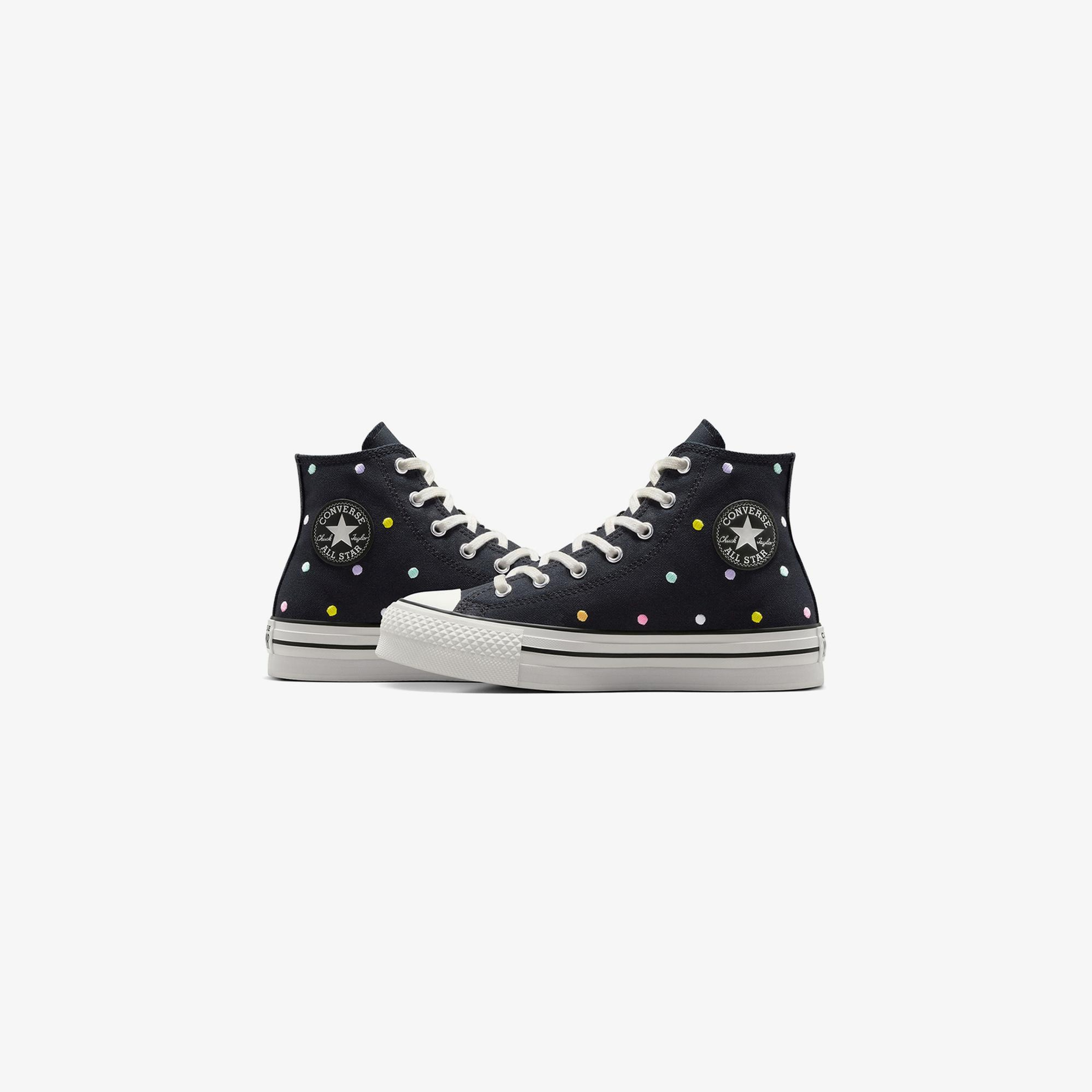 Converse Chuck Taylor All Star EVA Lift Polka Dots Çocuk Siyah Platform Sneaker