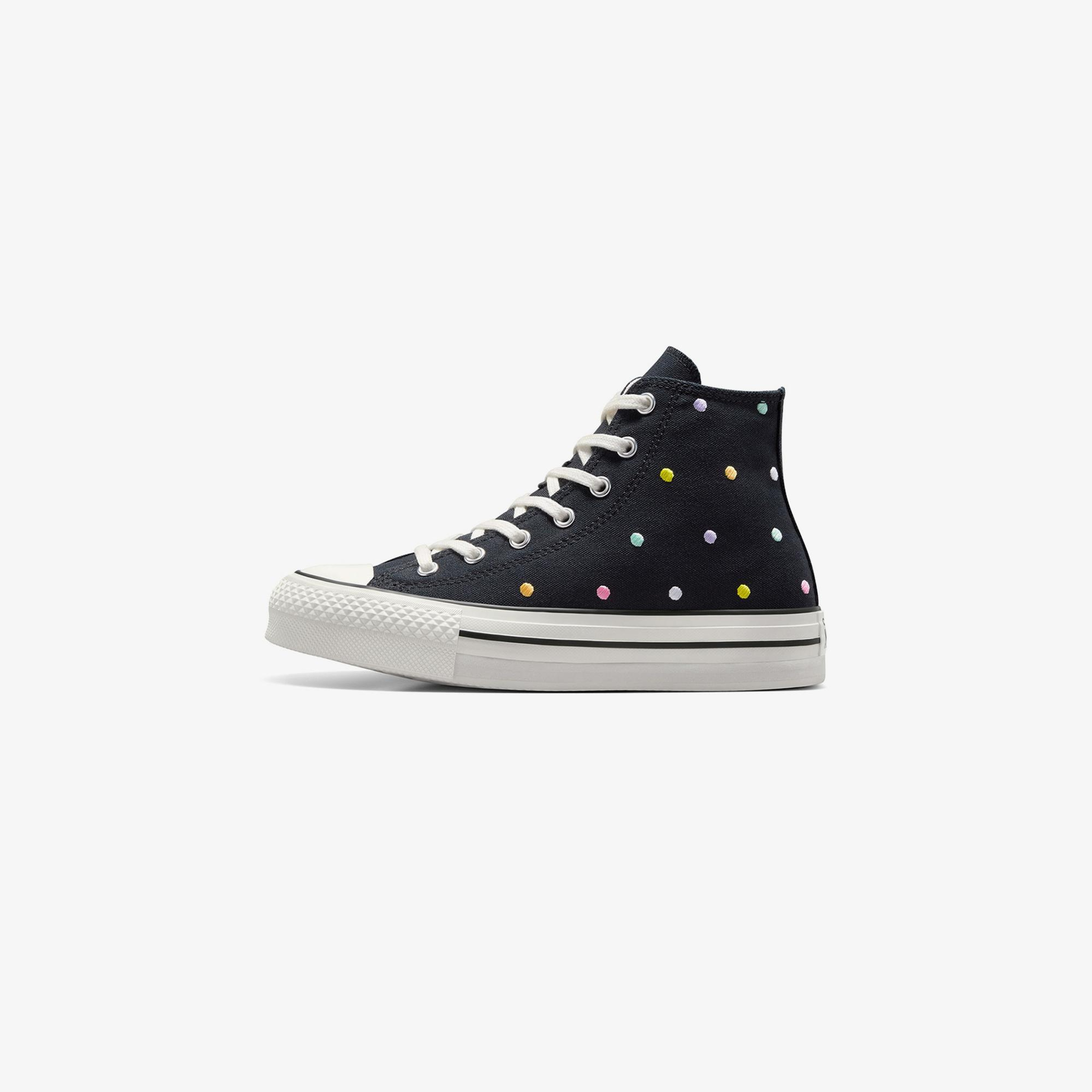 Converse Chuck Taylor All Star EVA Lift Polka Dots Çocuk Siyah Platform Sneaker
