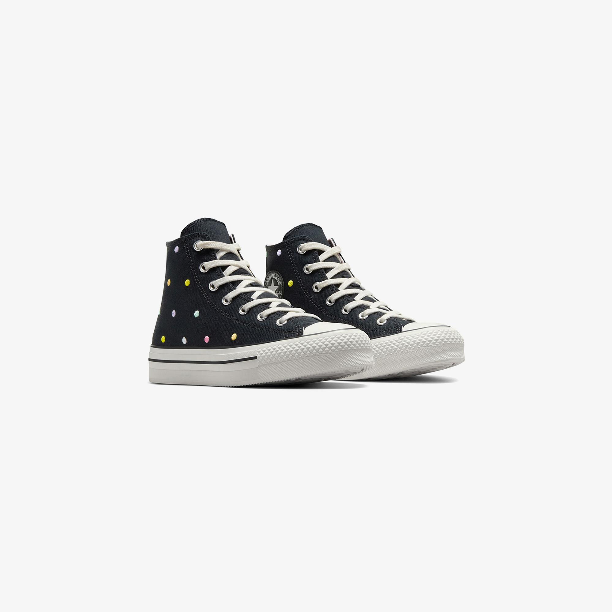 Converse Chuck Taylor All Star EVA Lift Polka Dots Çocuk Siyah Platform Sneaker
