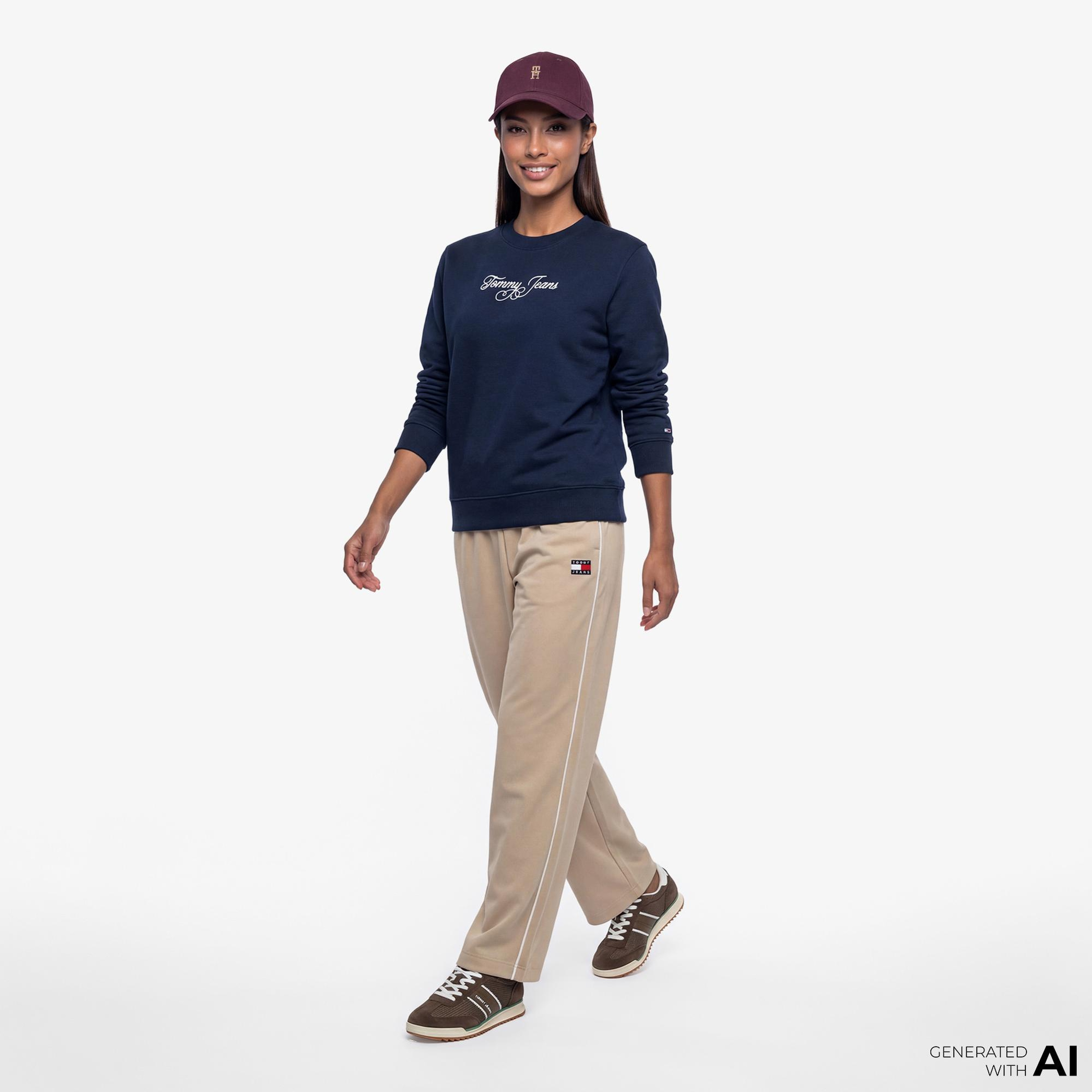 Tommy Hilfiger Essential Logo Kadın Lacivert Sweatshirt