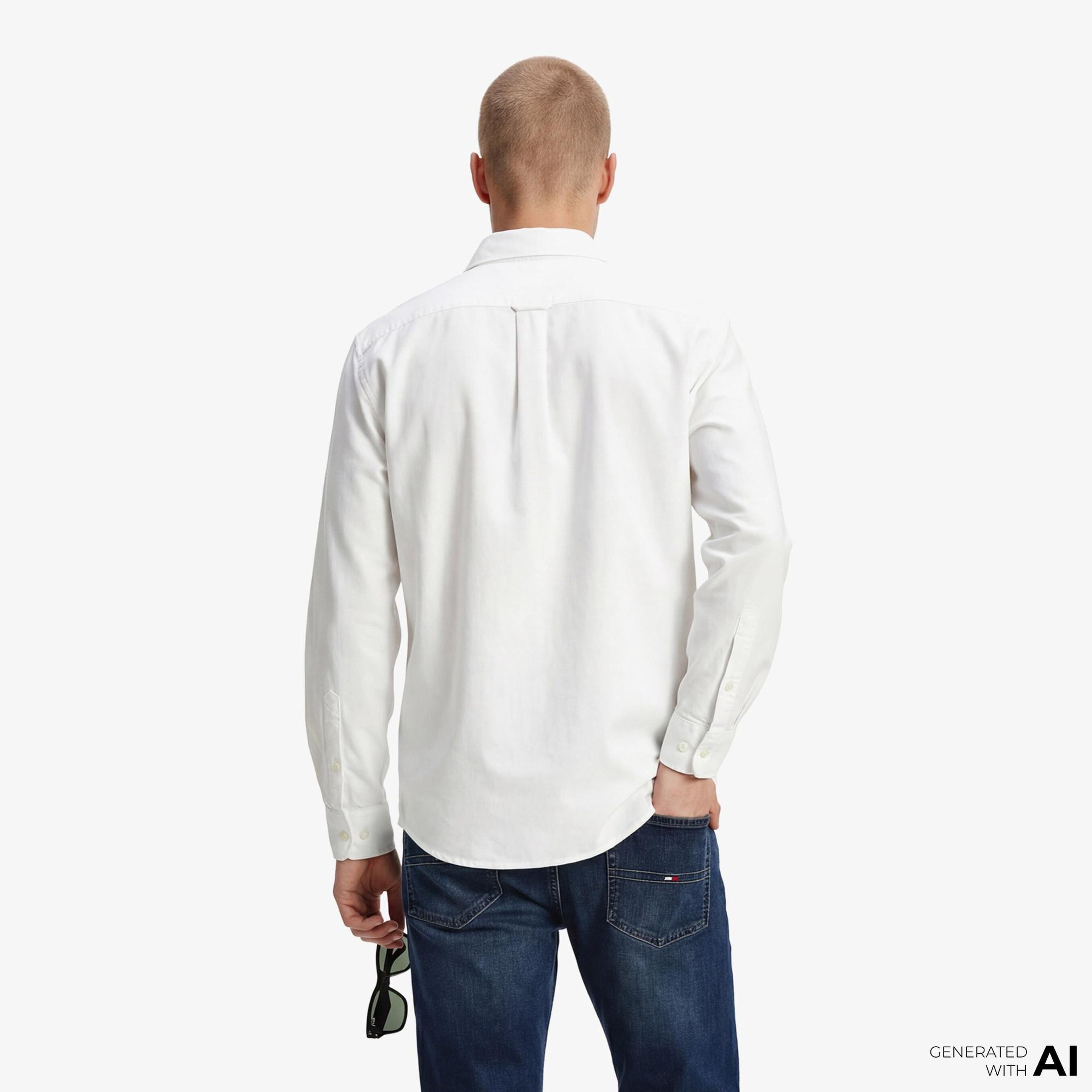 Tommy Hilfiger Denim Essentials Kadın Beyaz Gömlek