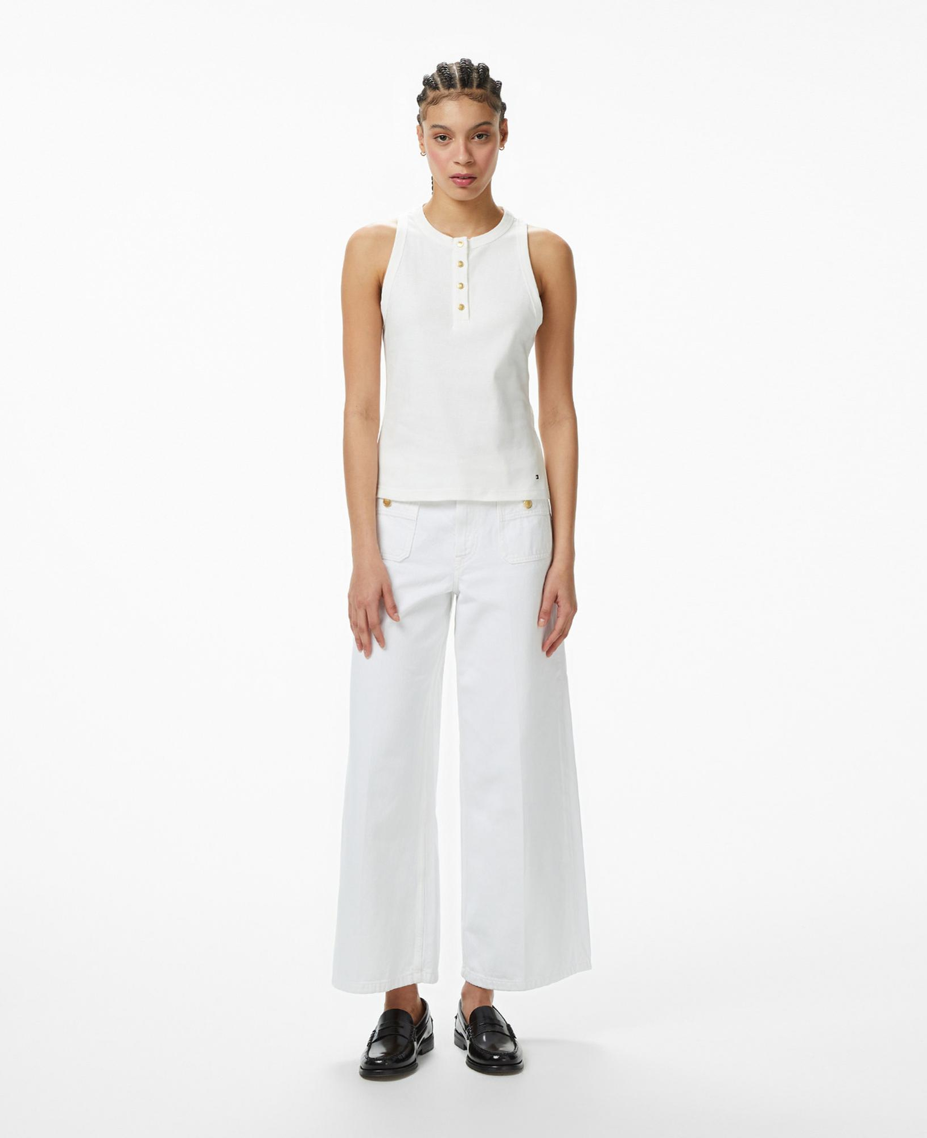 Tommy Hilfiger Gold Button Kadın Beyaz T-Shirt