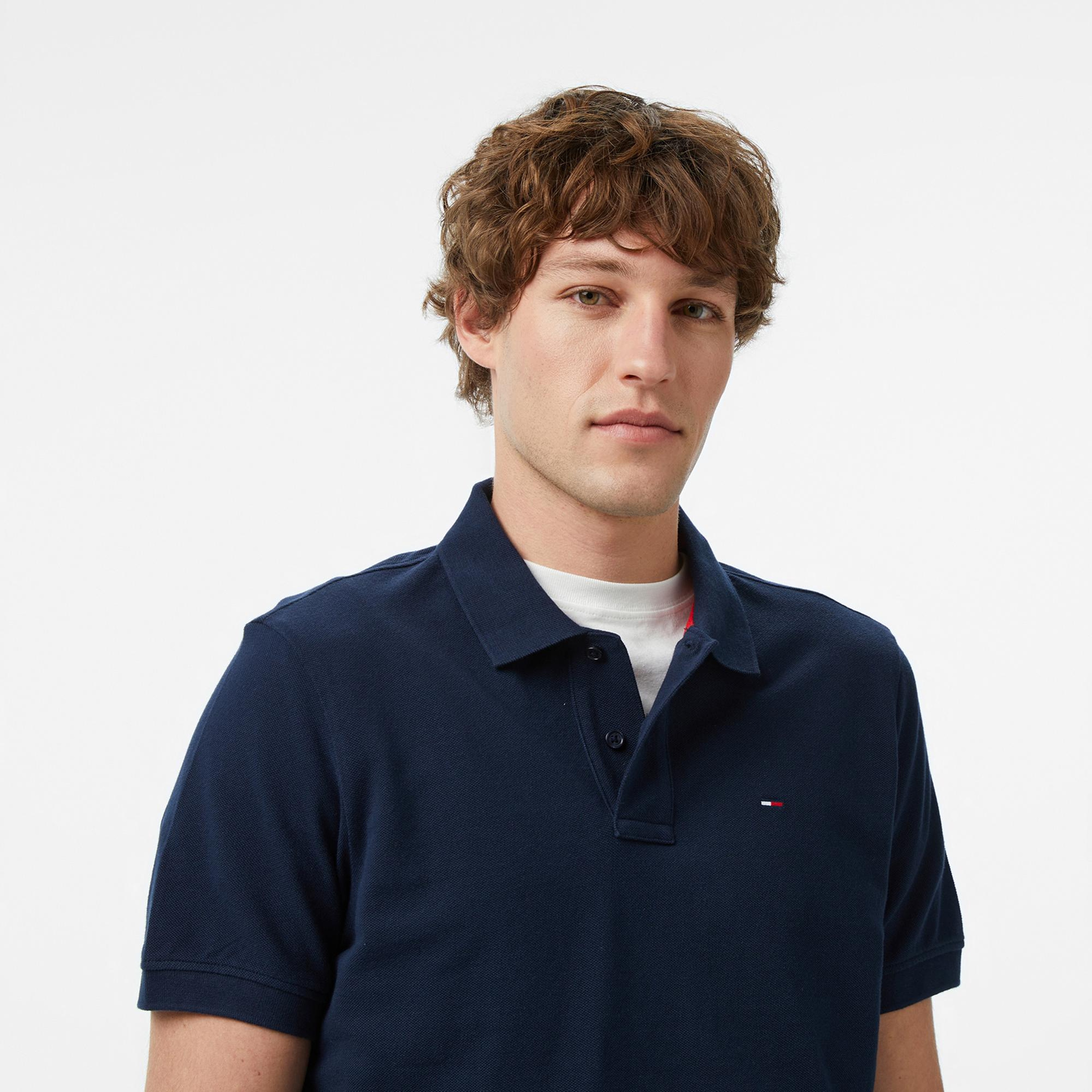 Tommy Hilfiger Classic Flag Erkek Lacivert Polo Yaka T-Shirt