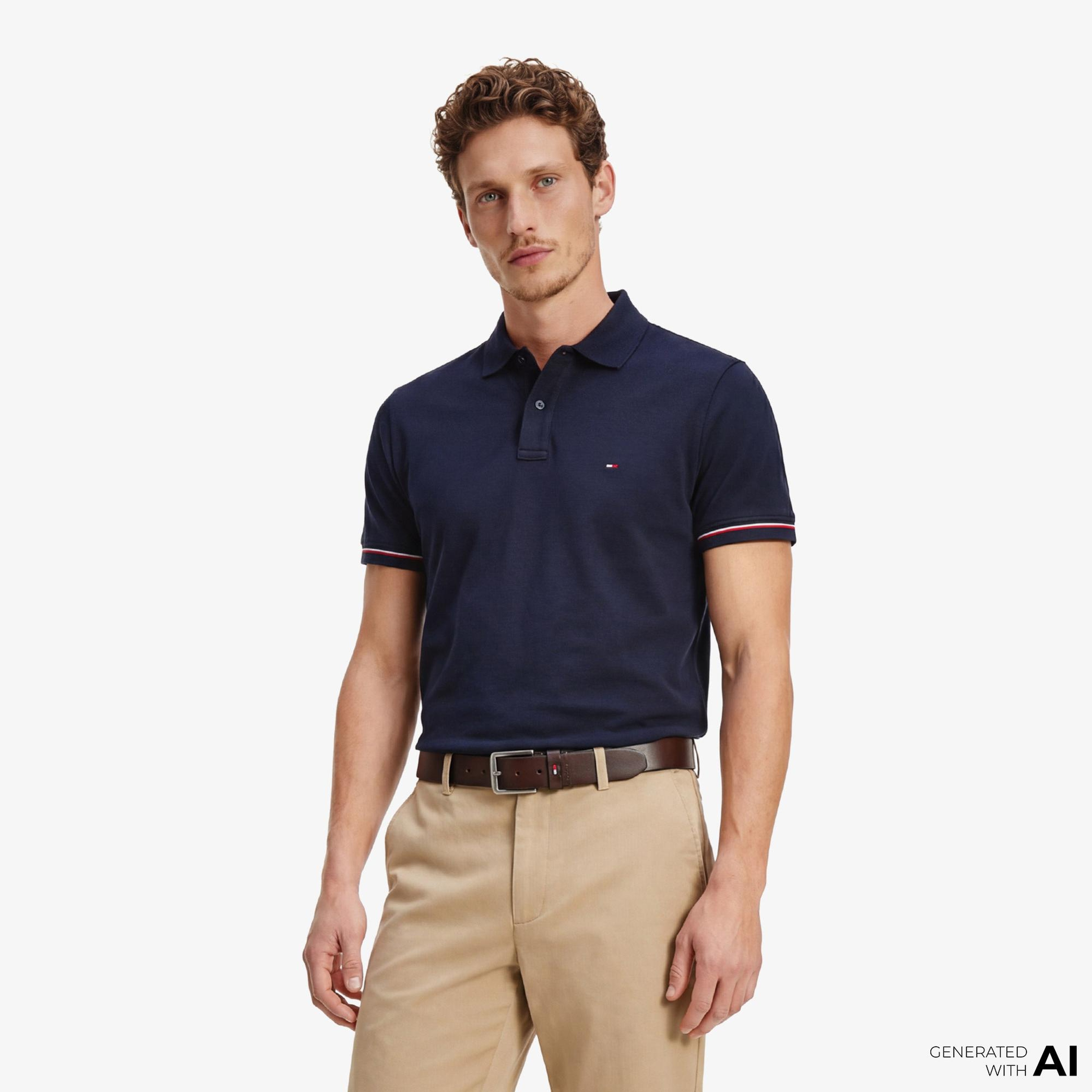 Tommy Hilfiger Elevated Essentials Erkek Lacivert Polo Yaka T-Shirt