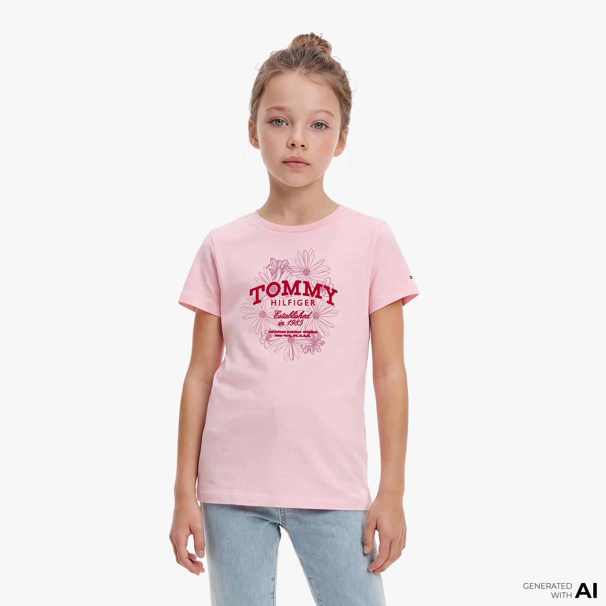 Tommy Hilfiger Flower Çocuk Pembe T-Shirt