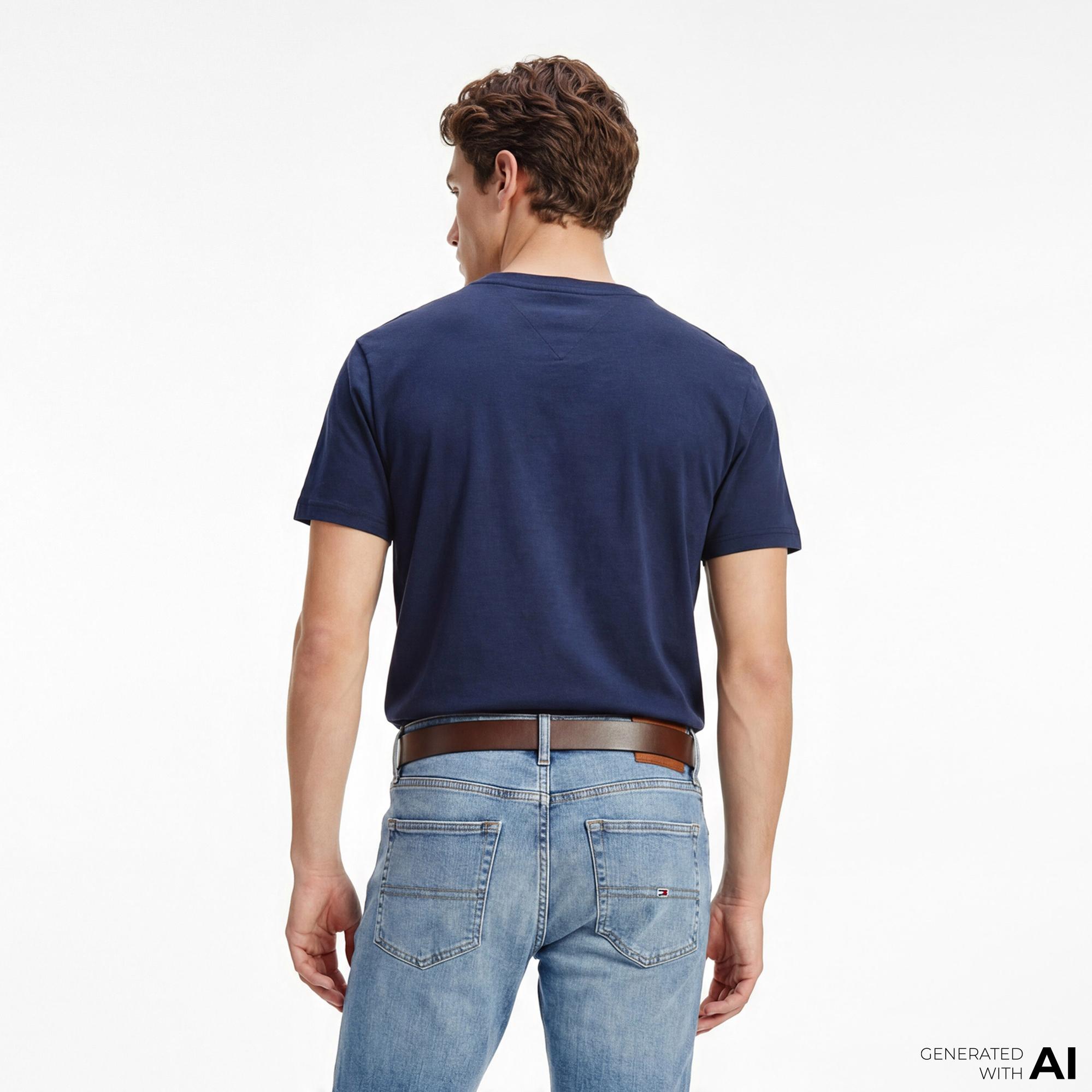 Tommy Hilfiger Flag Erkek Lacivert T-Shirt