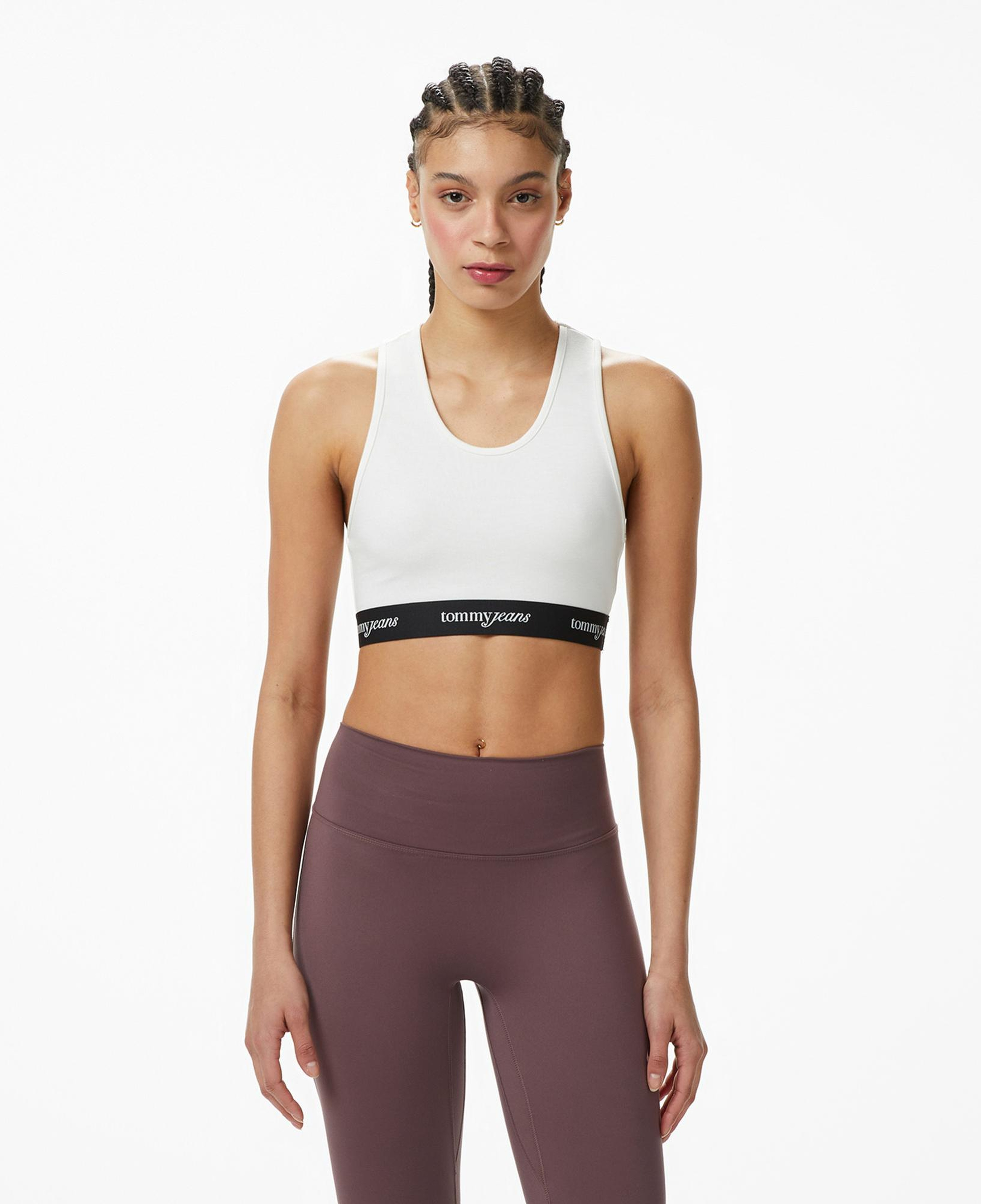 Tommy Hilfiger Logo Tape Kadın Beyaz T-Shirt