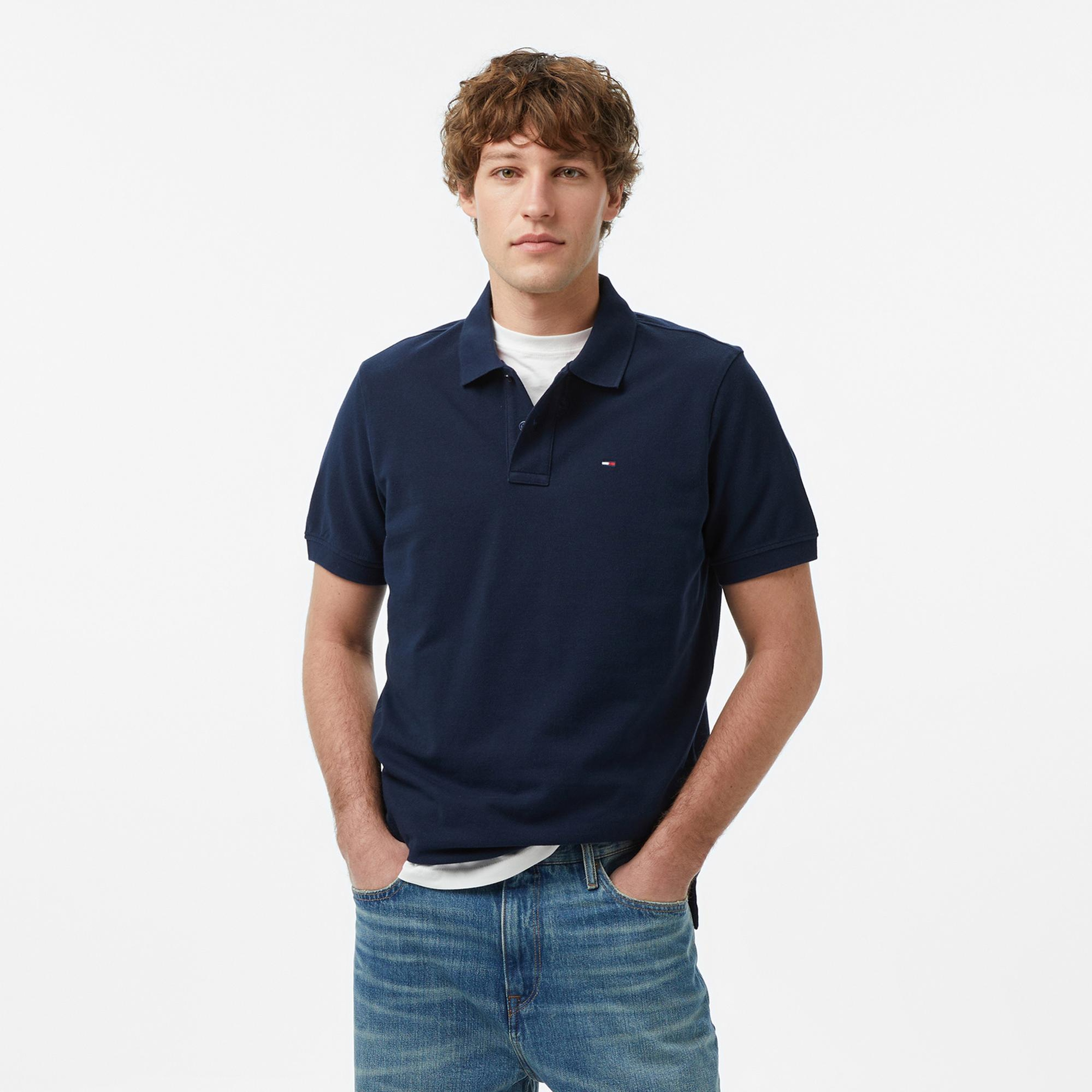 Tommy Hilfiger Classic Flag Erkek Lacivert Polo Yaka T-Shirt